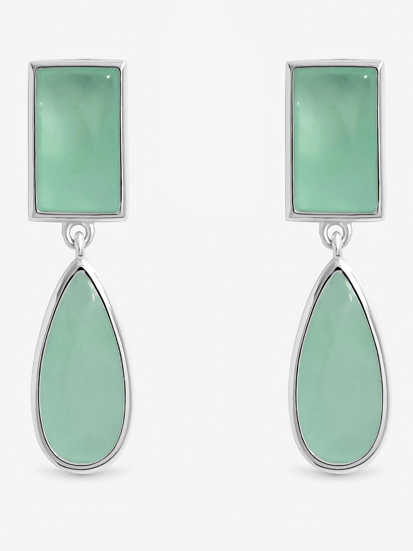 Inicio Inicio Aqua Faceted Double Drop Earrings
