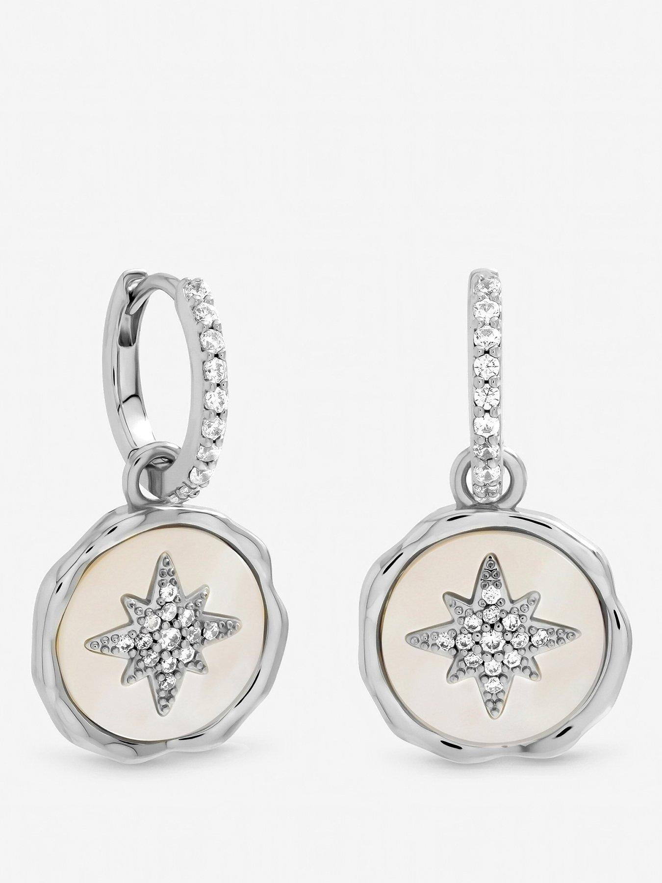 Inicio Mother of Pearl Celestial Charm Hoops