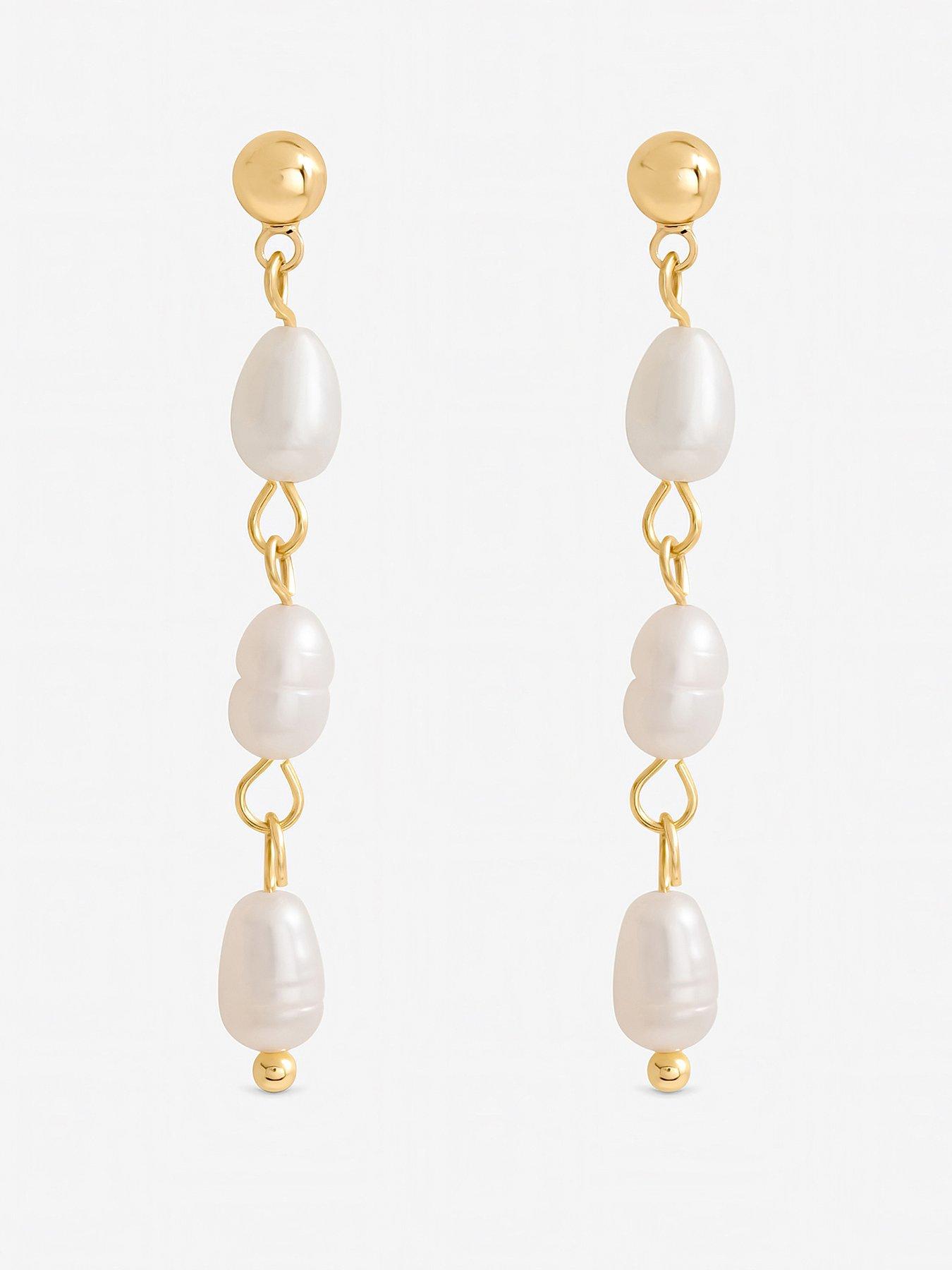 Jon Richard Real Freshwater Linear Drop Earrings