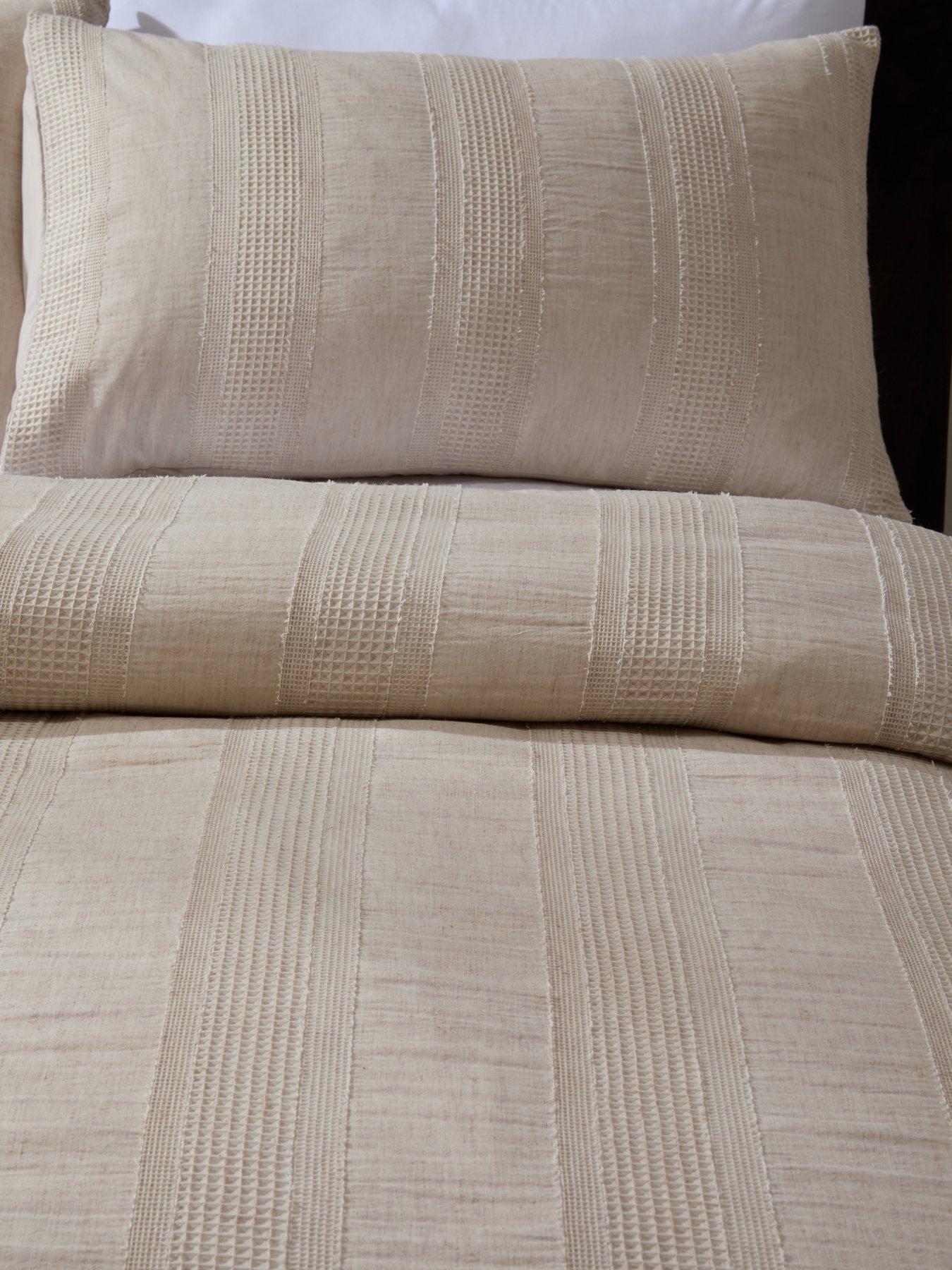 Image 3 of 5 of Michelle Keegan Home Vida Polylinen Textured Stripe Duvet Set