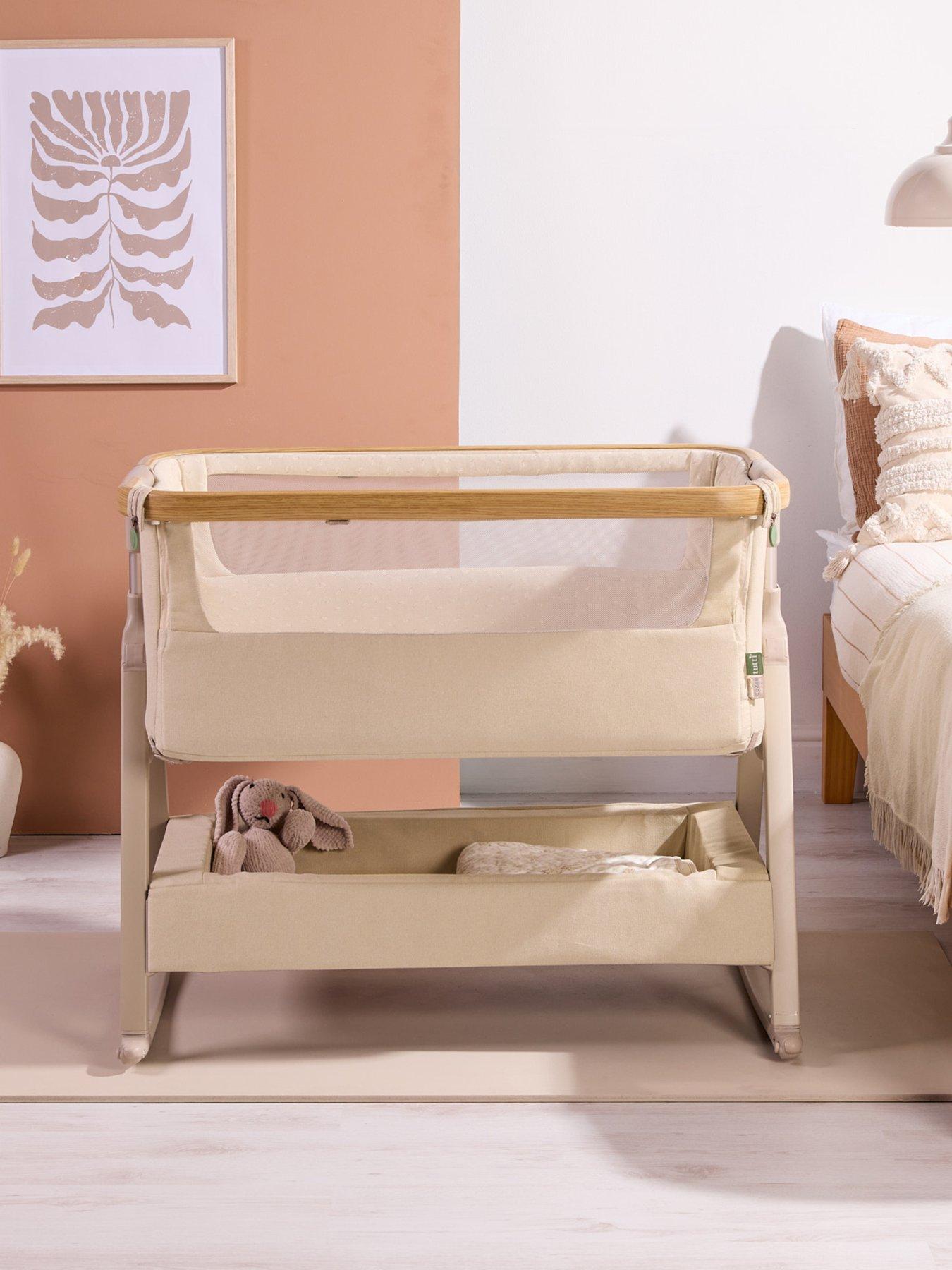 Image 1 of 8 of Tutti Bambini Cozee Air 2 Bedside Crib - Toasted Oak / Sand