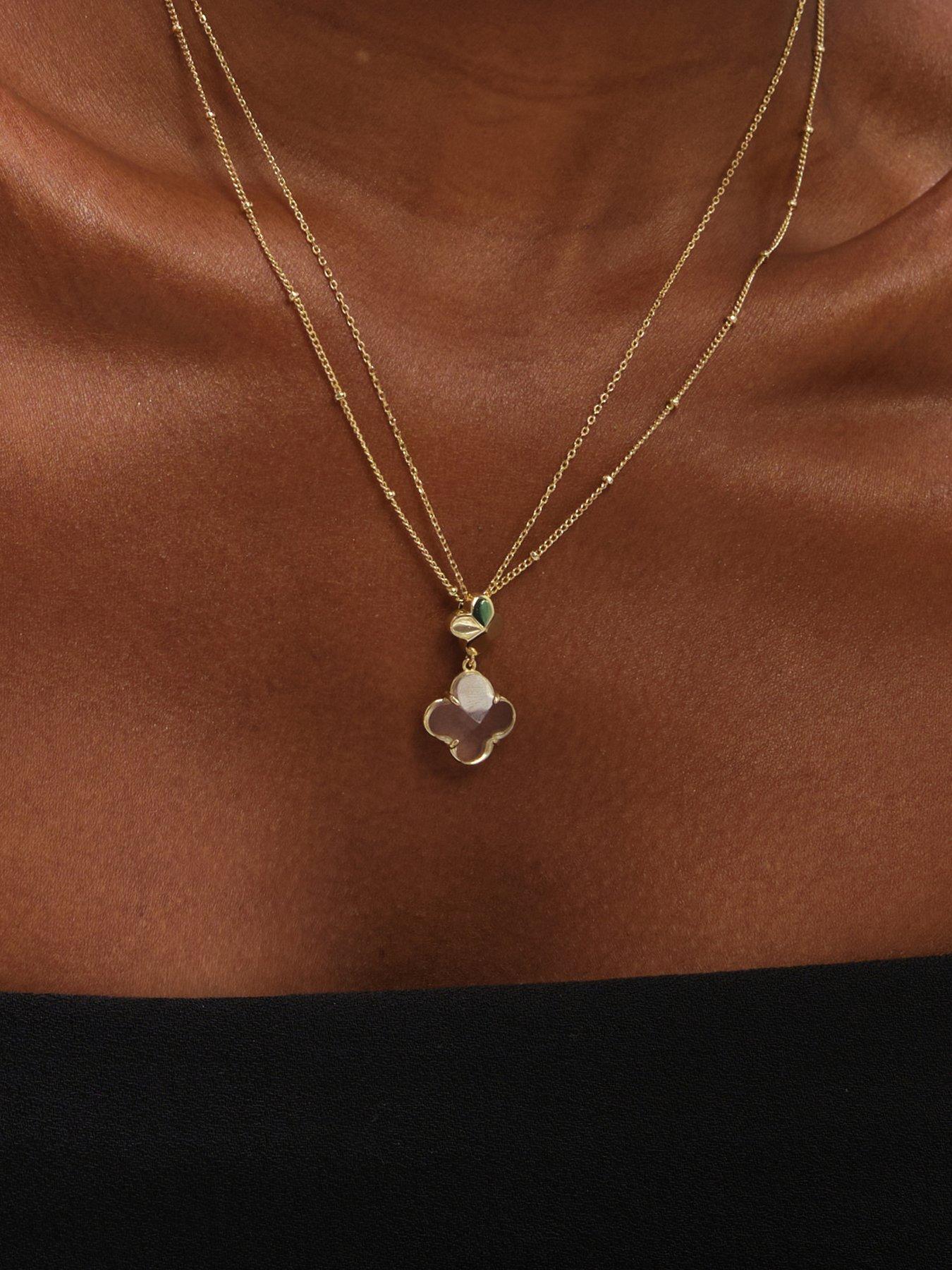 Jon Richard Gold Polished and Crystal Clover Pendant