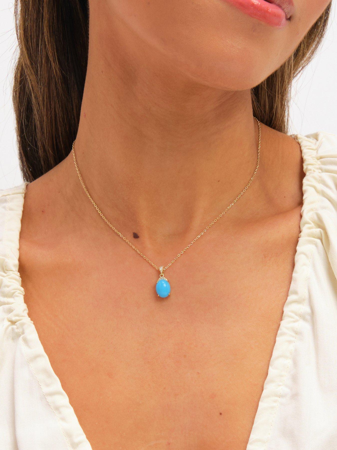 Image 3 of 3 of Jon Richard Gold Plated and Turquoise Stone Pendant