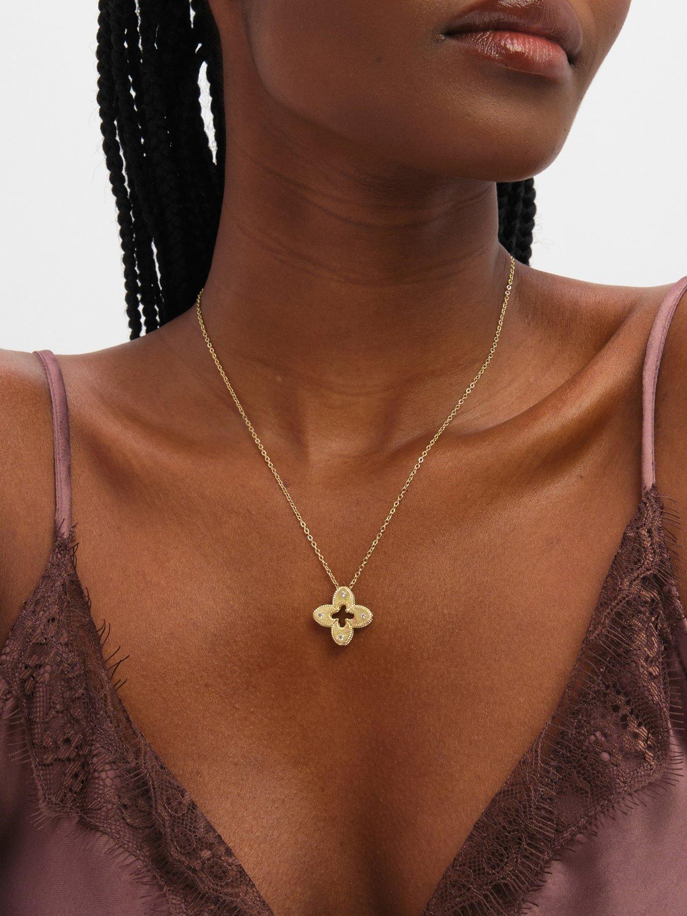 Jon Richard Gold Plated Textured Crystal Clover Pendant