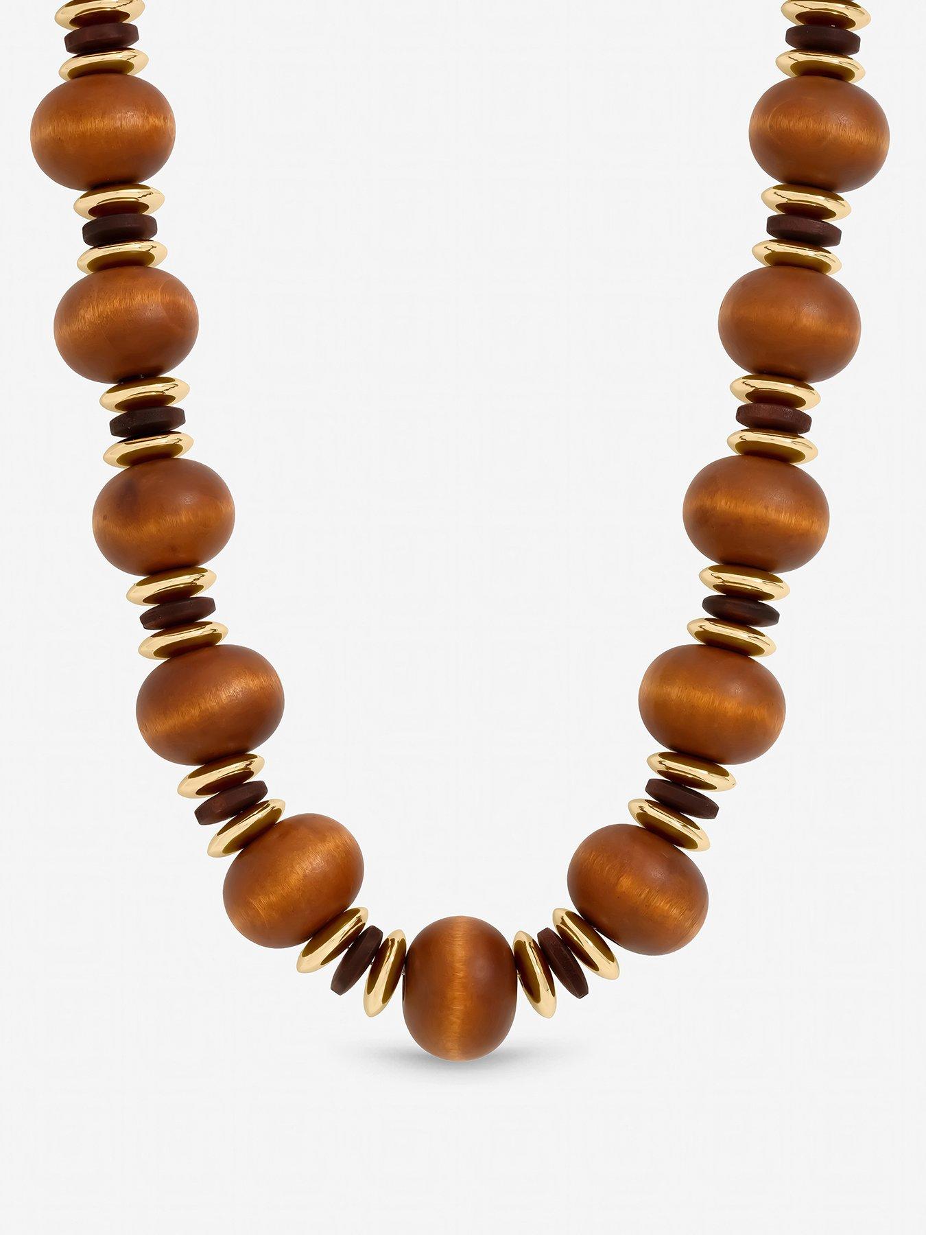 Mood Gold Plated and Wood Orb Necklace
