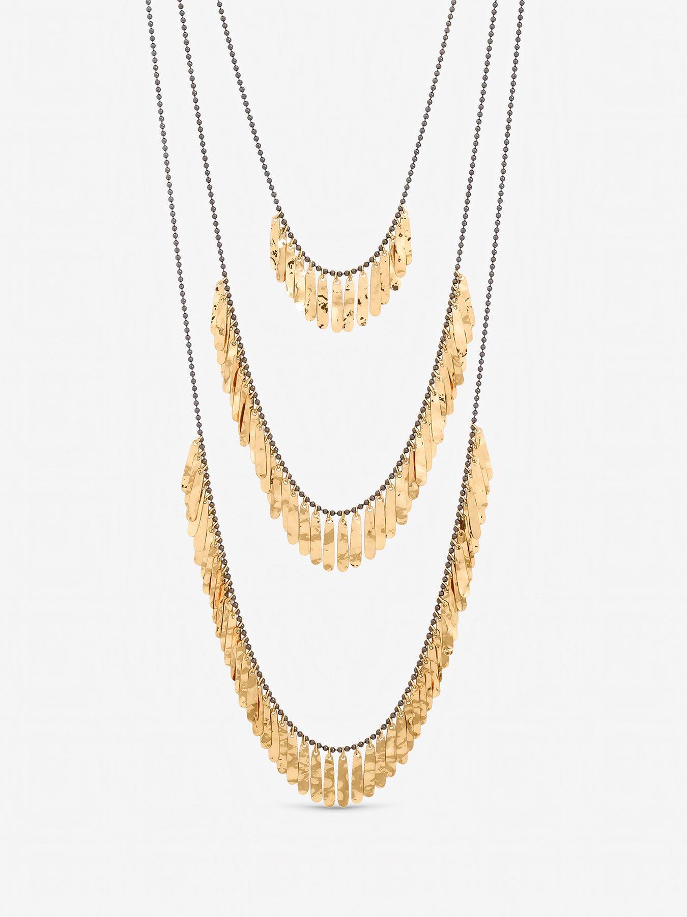 Mood Gold Plated Multi Row Shower Necklace