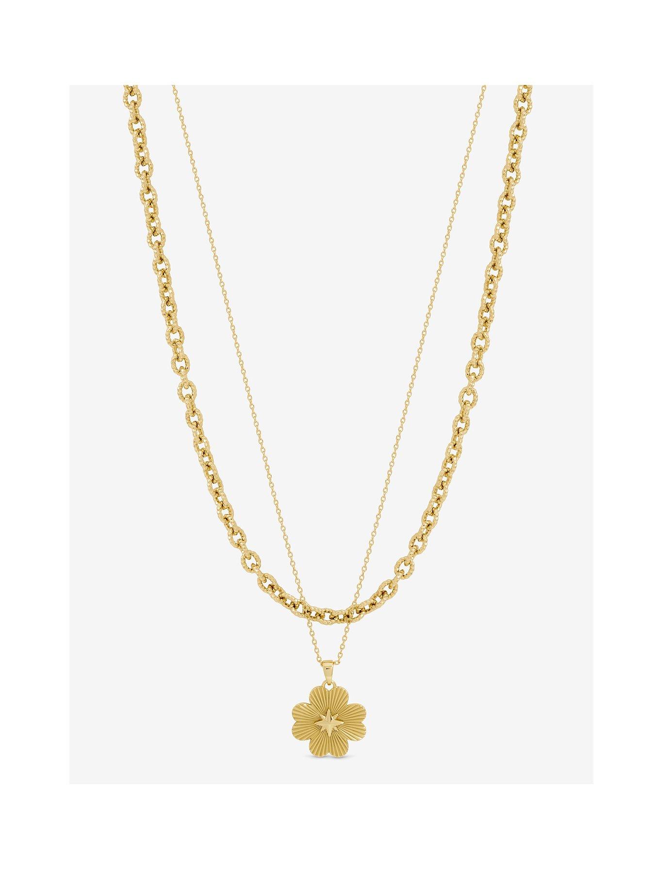 Inicio Gold Plated Diamond Cut Clover Double row Pendant - Gift Pouch