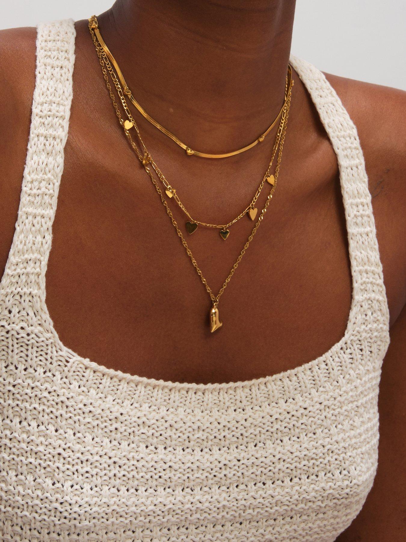 Image 2 of 3 of Jon Richard Gold Plated Waterproof Heart Double Row Necklace