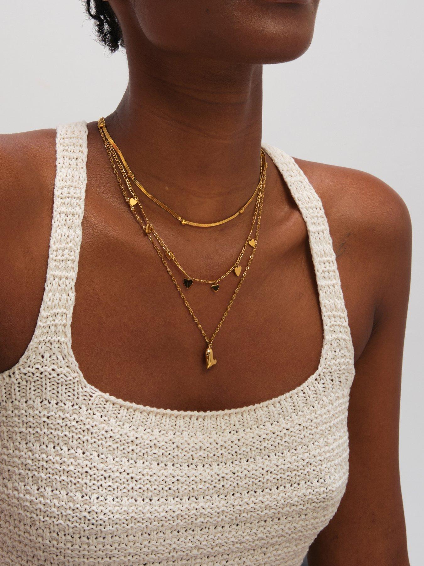 Image 3 of 3 of Jon Richard Gold Plated Waterproof Heart Double Row Necklace