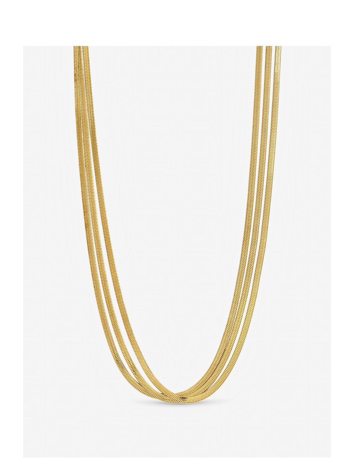 Jon Richard Gold Plated Waterproof Multirow Snake Chain Necklace, Gold, Women