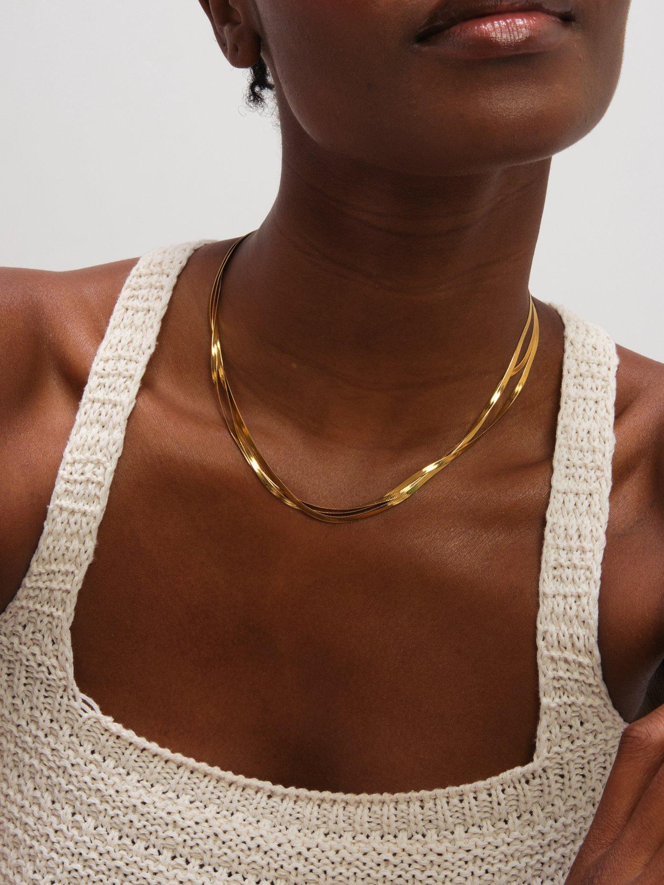 Image 2 of 2 of Jon Richard Gold Plated Waterproof Multirow Snake Chain Necklace