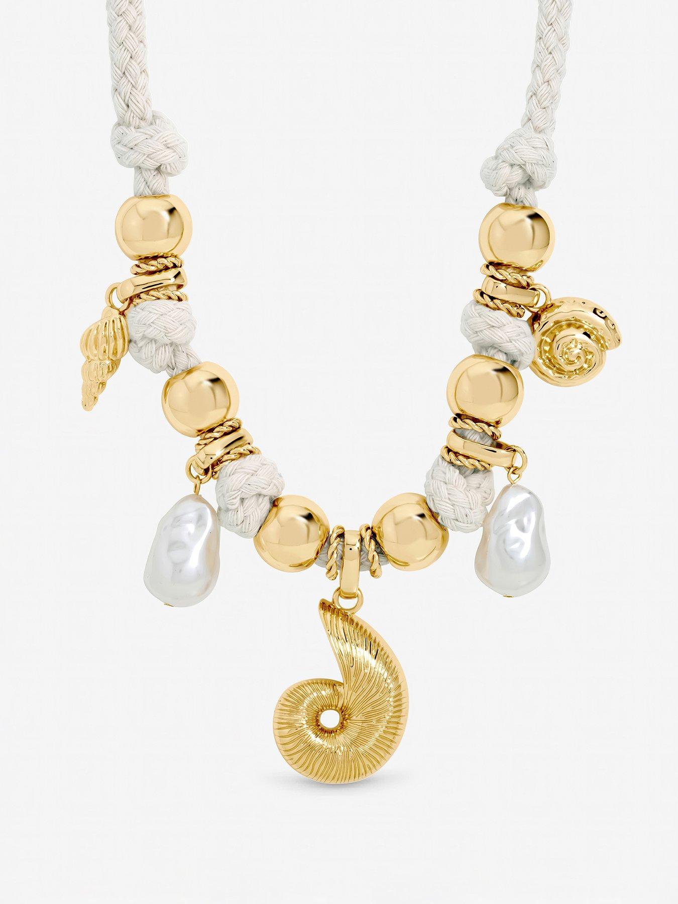 Mood Gold Plated Statement Rope Shell Necklace
