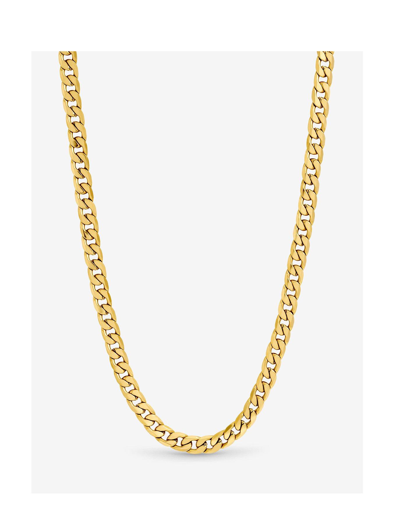 Inicio Men's Gold Plated Waterproof Curb Chain Necklace - Gift Pouch