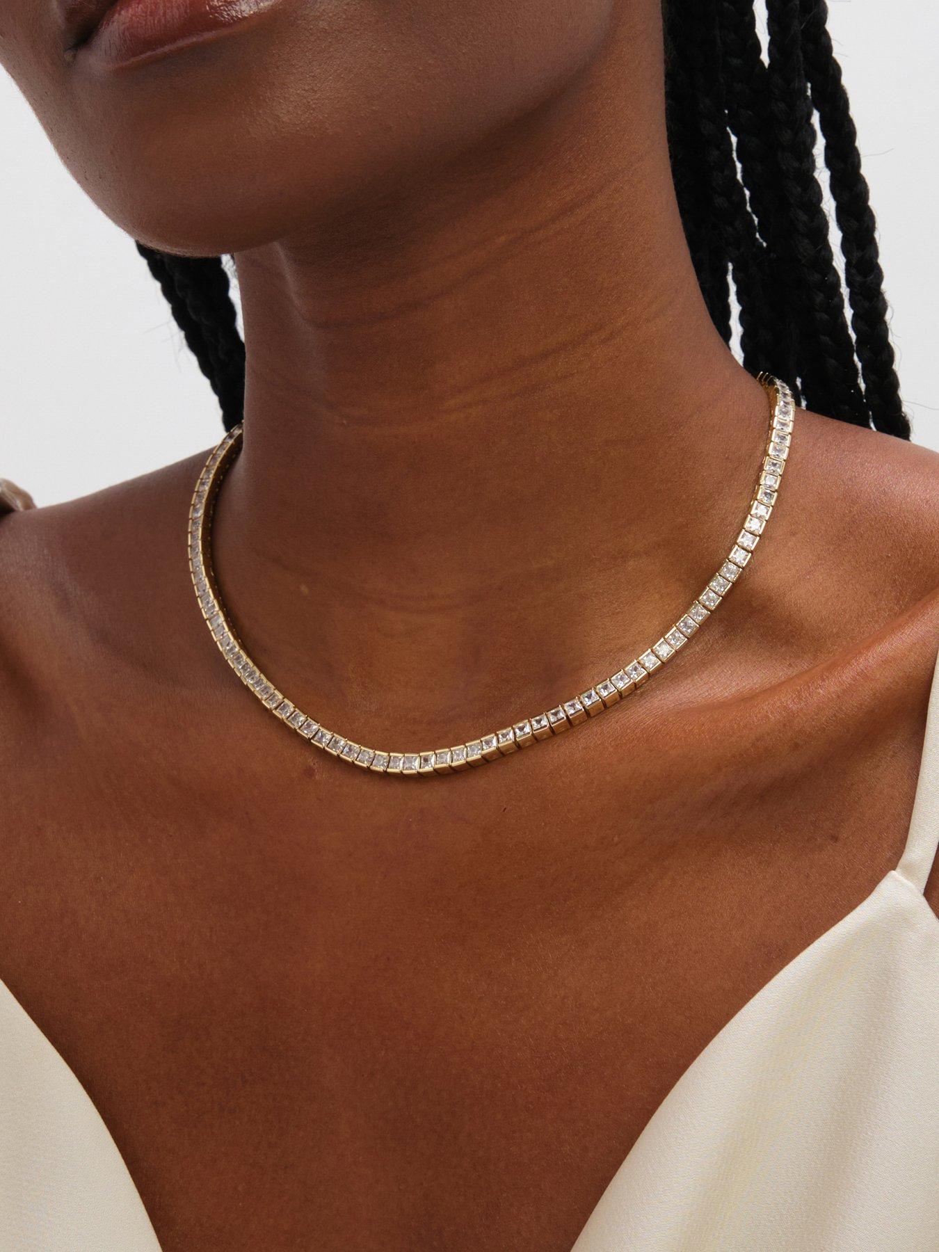 Image 1 of 3 of Jon Richard Jon Ricahrd Gold Plated Luxe Tennis Necklace