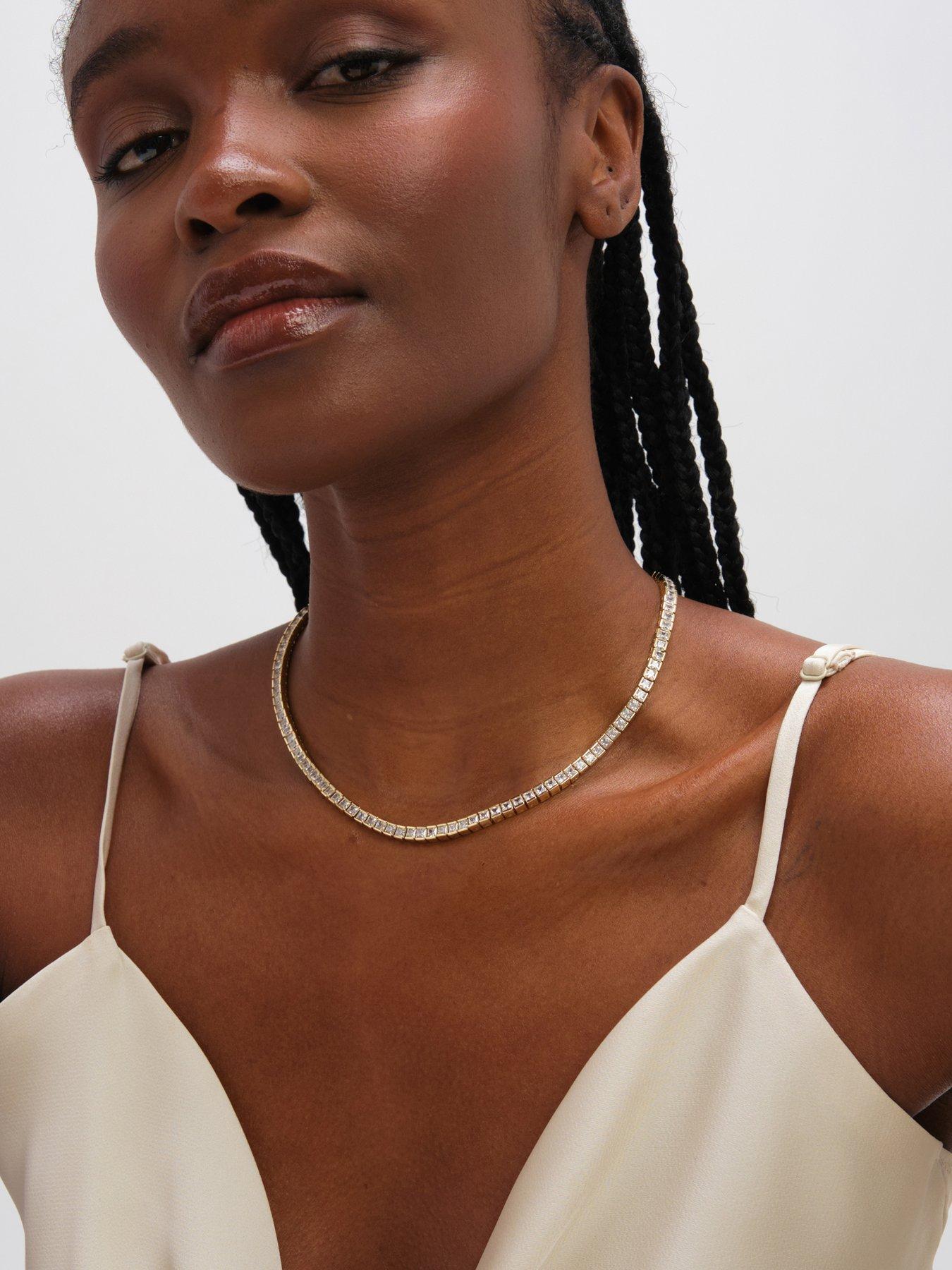 Image 3 of 3 of Jon Richard Jon Ricahrd Gold Plated Luxe Tennis Necklace