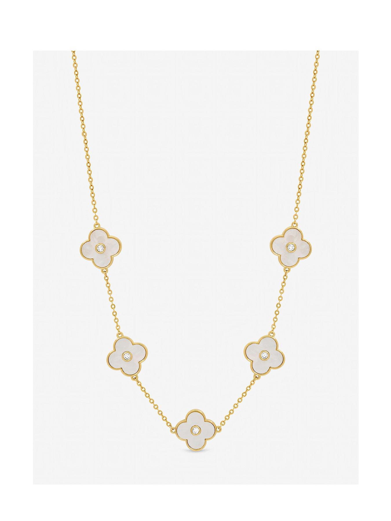 Image 1 of 2 of Jon Richard Gold Plated and Mother of Pearl Polished Clover Necklace