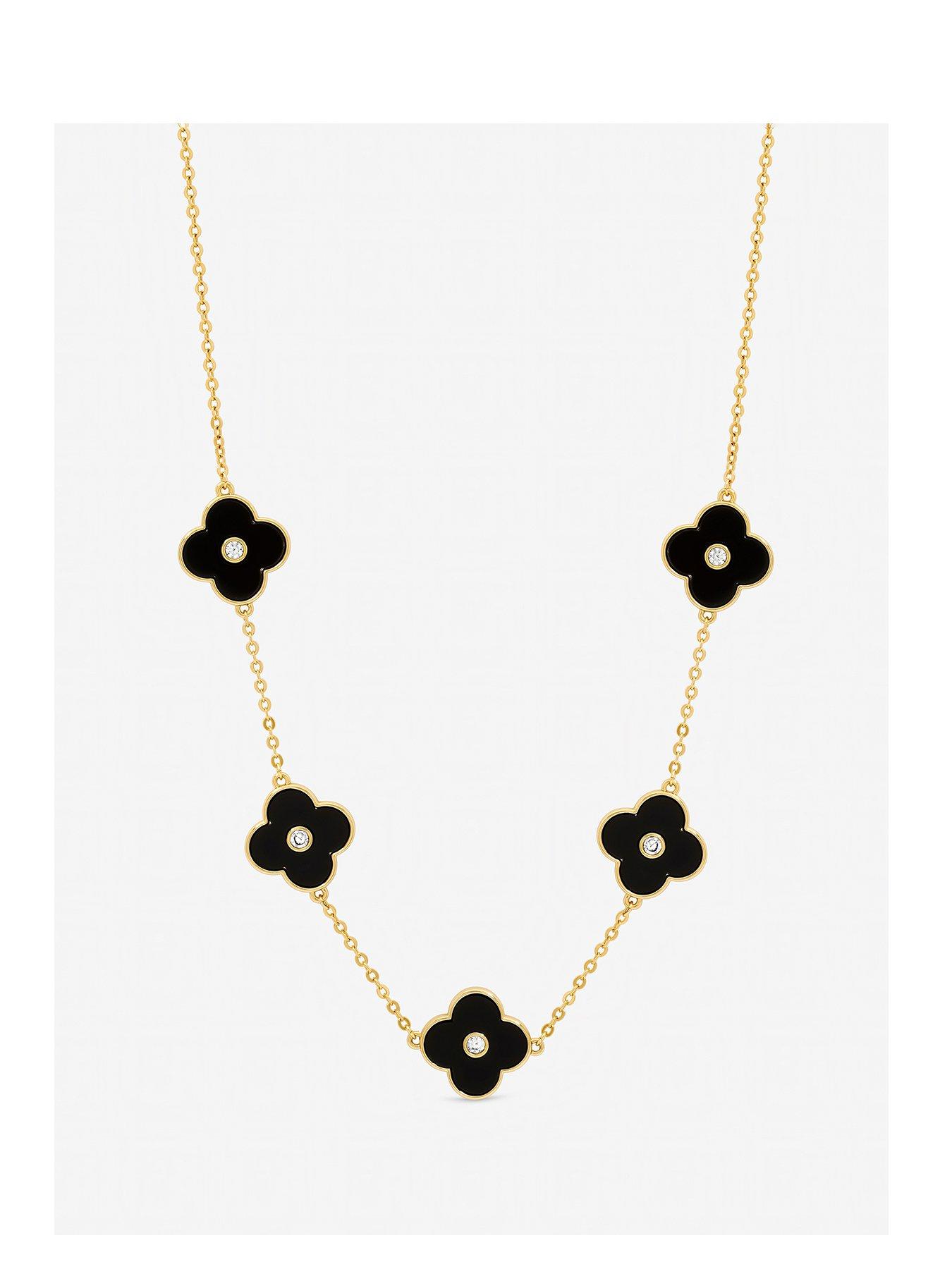 Jon Richard Gold Plated and Jet Polished Clover Necklace