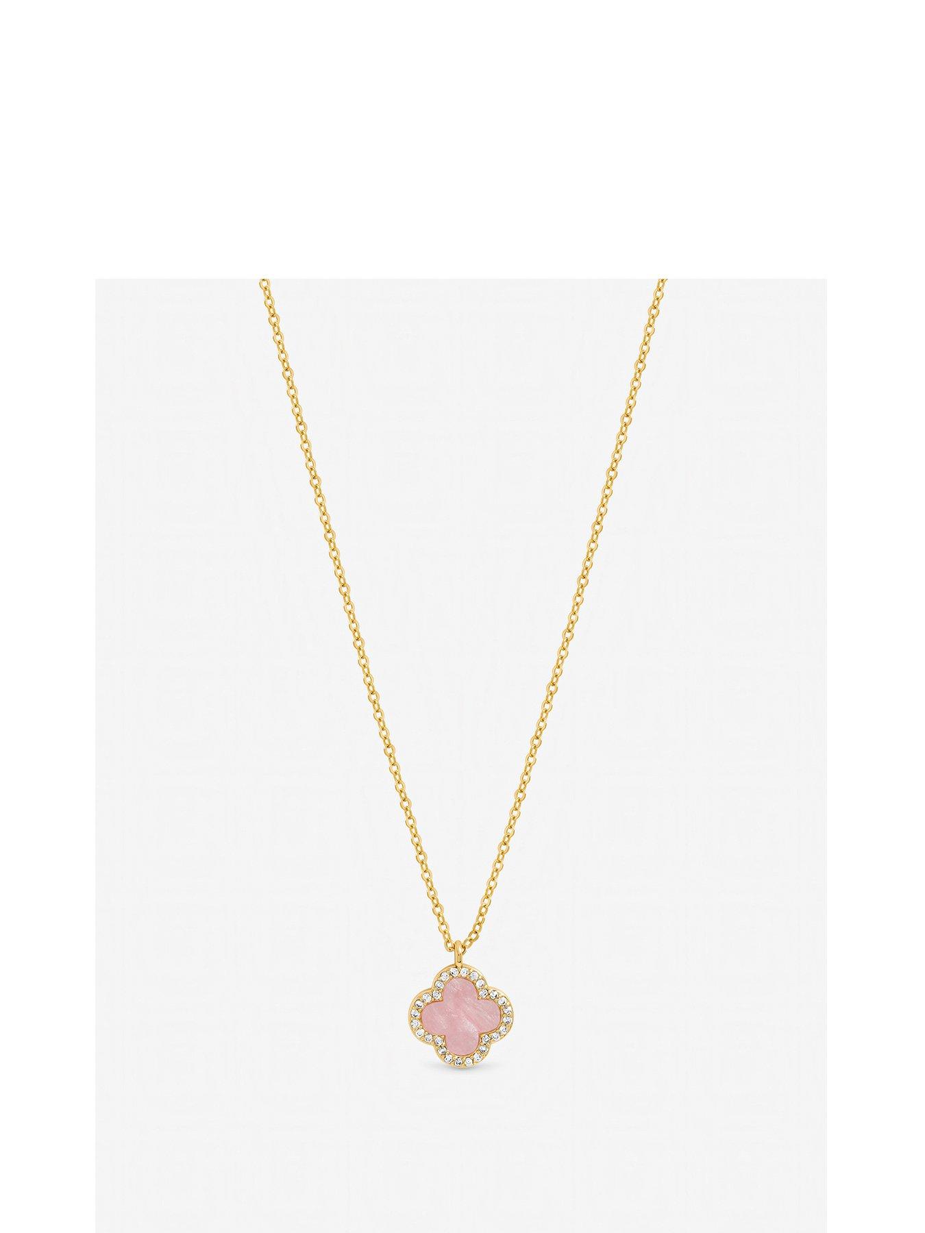 Image 1 of 2 of Jon Richard Gold Plated and Pink Clover Pendant Necklace