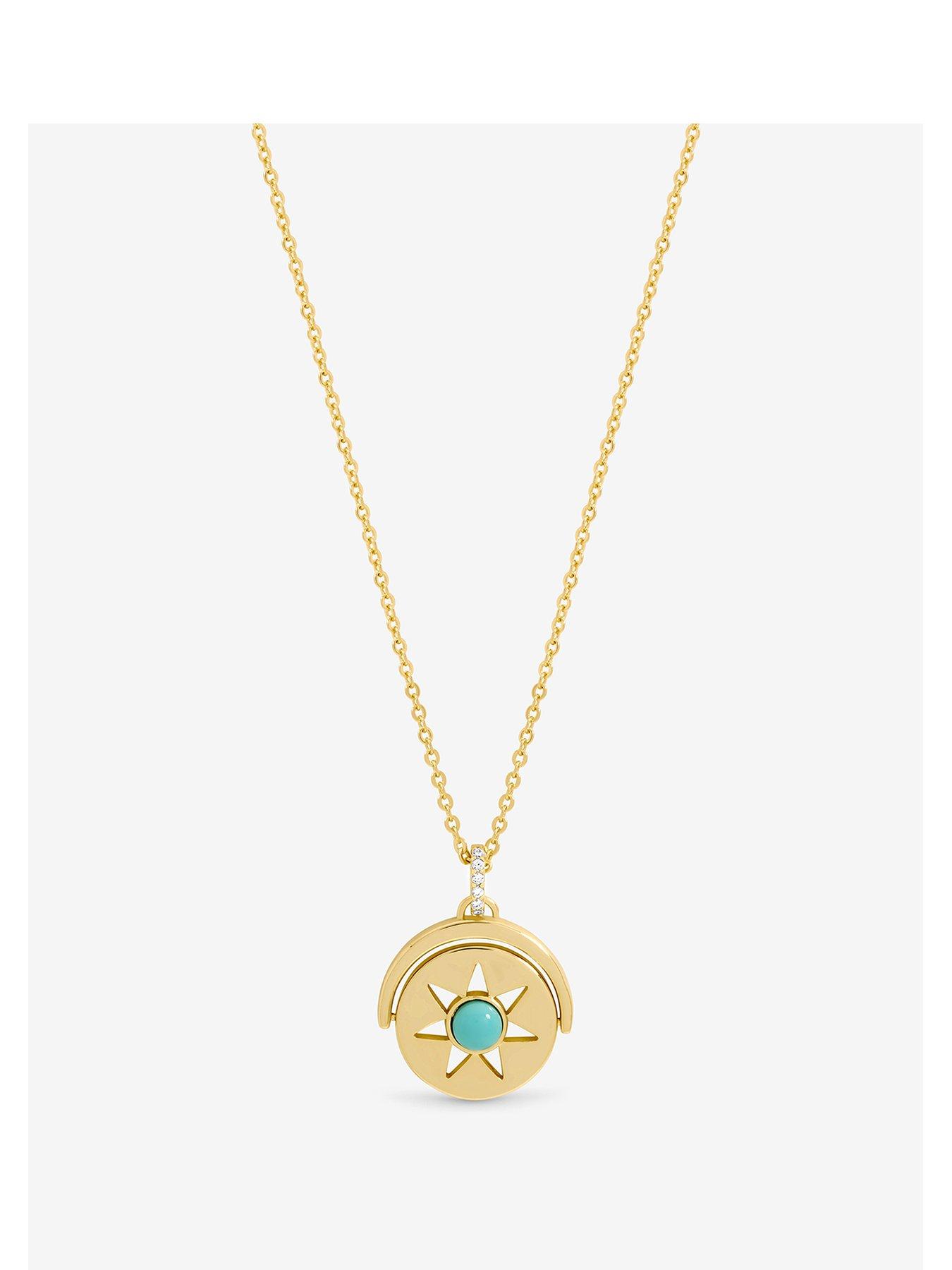 Inicio Gold Plated and Turquoise Celestial Spinner Pendant - Gift Pouch
