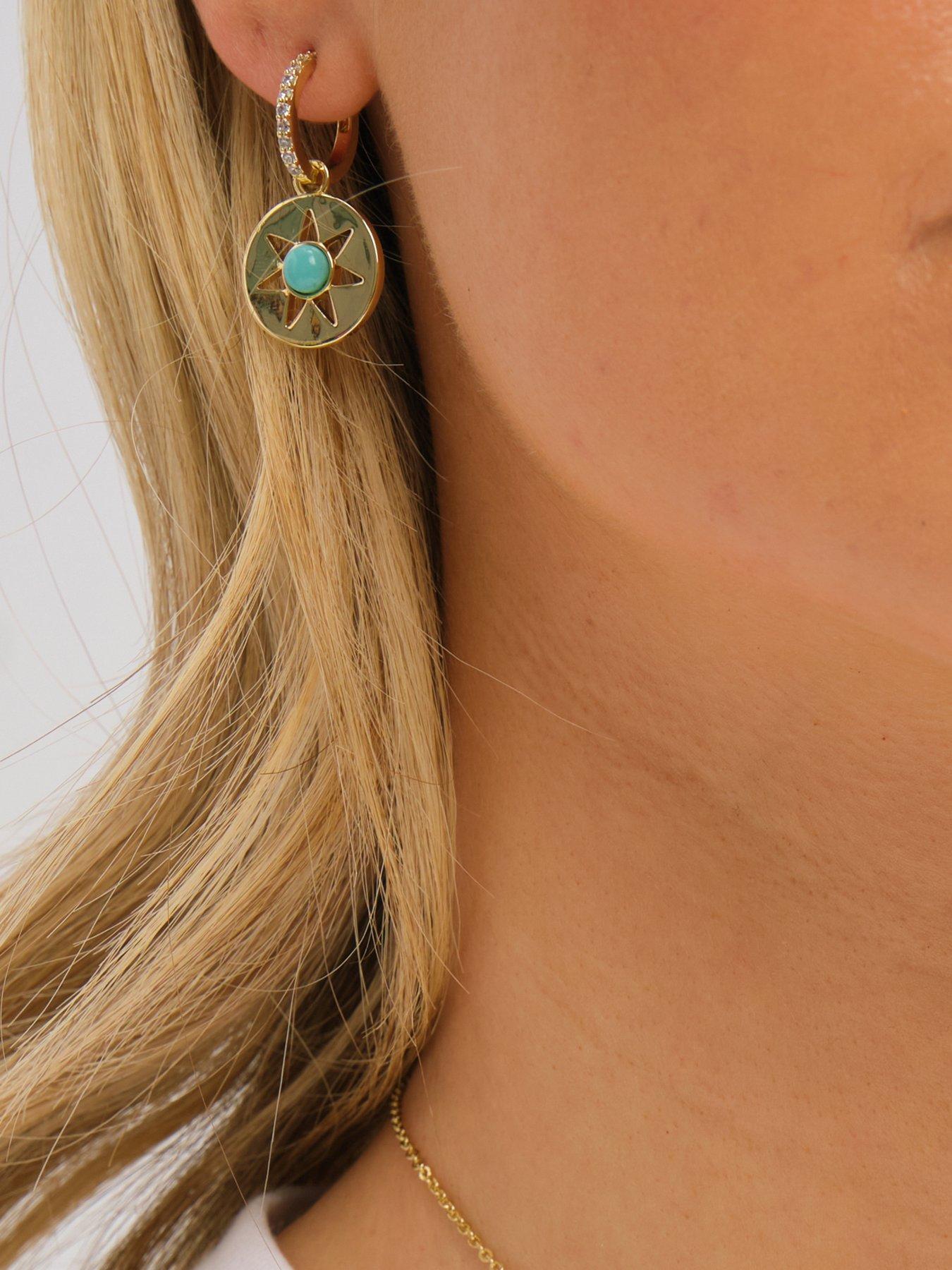 Image 3 of 3 of Inicio Gold Plated and Turquoise Celestial Spinner Pendant - Gift Pouch