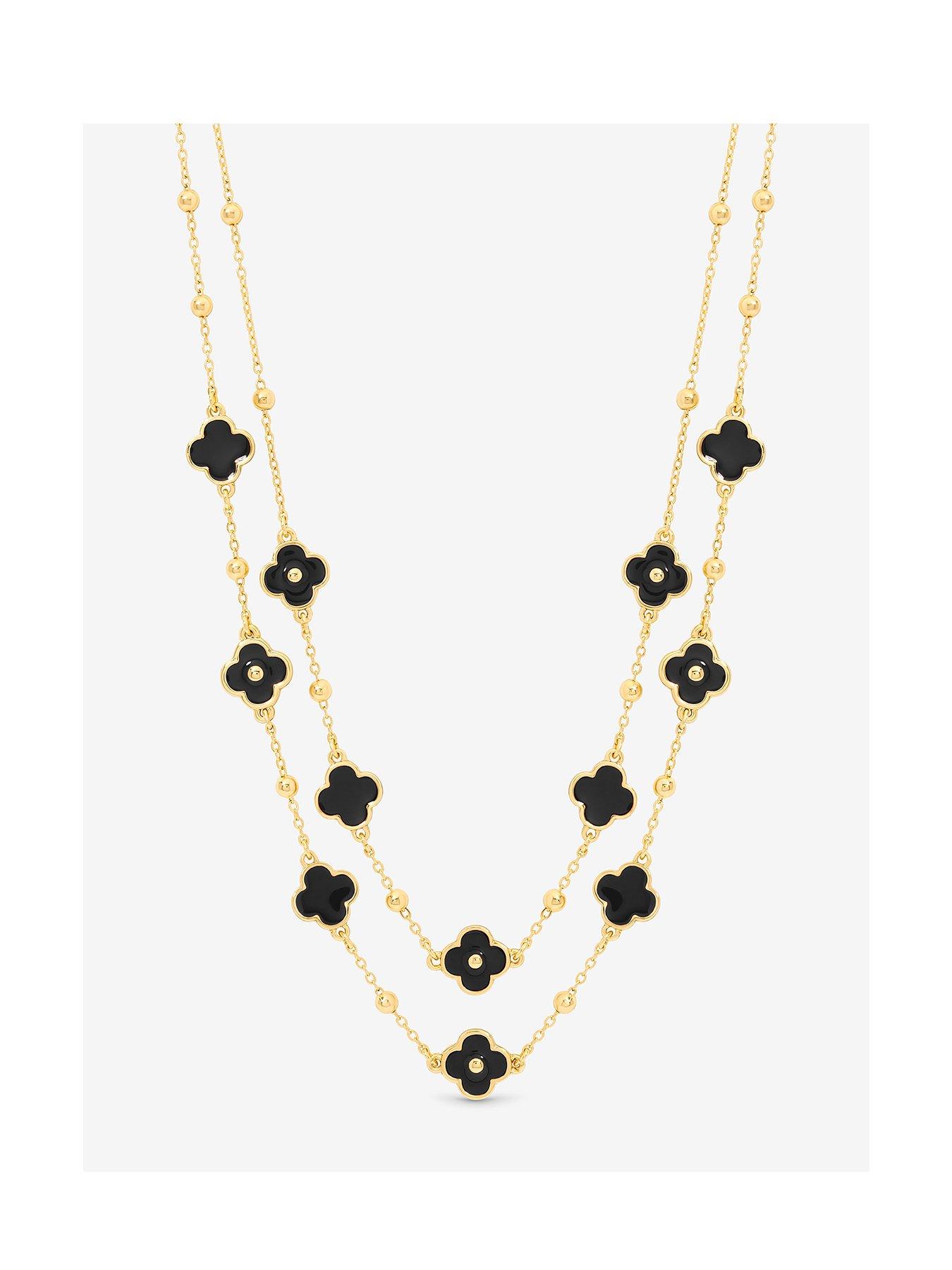 Mood Jet Clover Multi Row Necklace