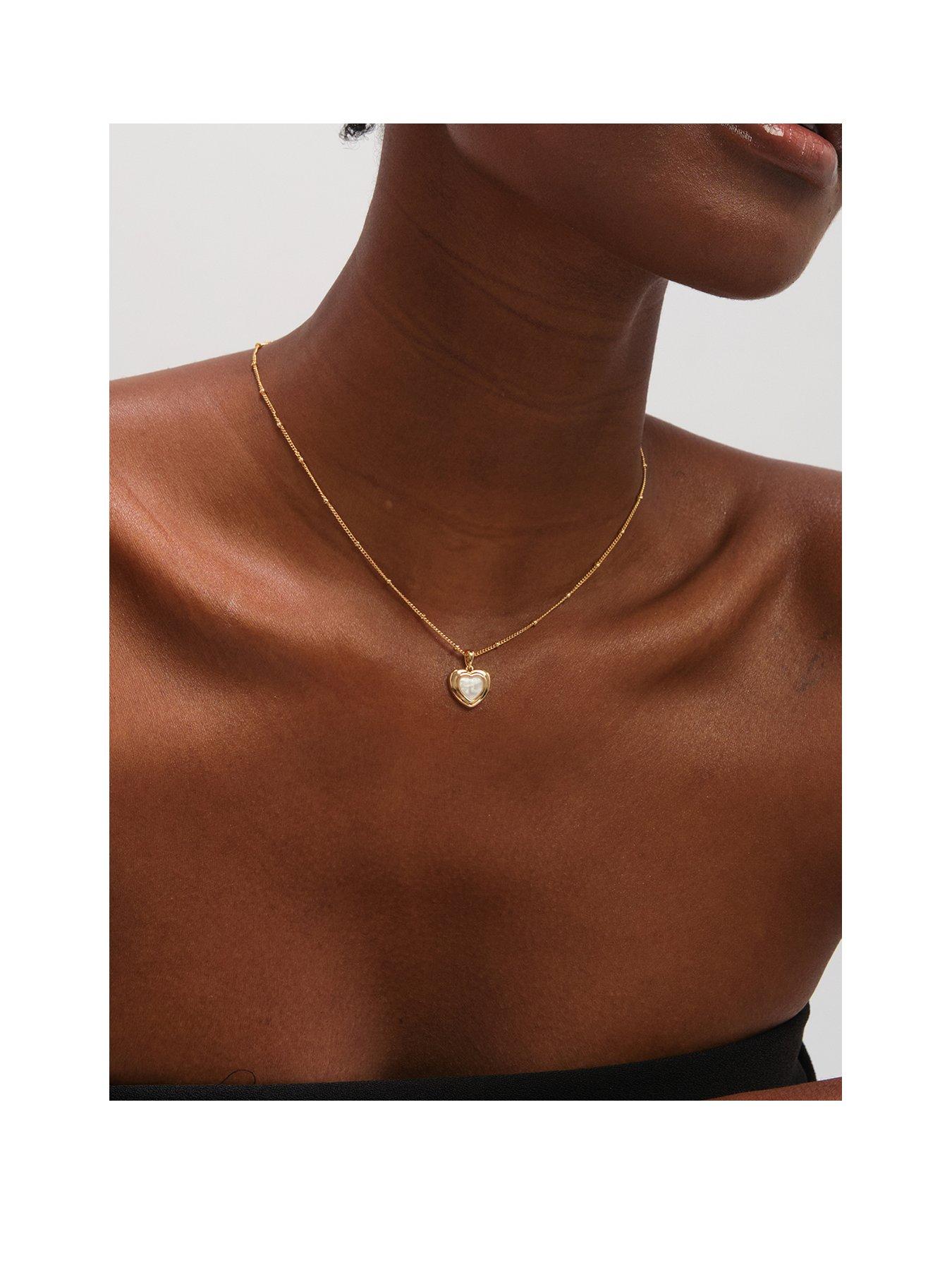 Inicio Gold Plated Mother of Pearl Heart Pendant - Gift Pouch