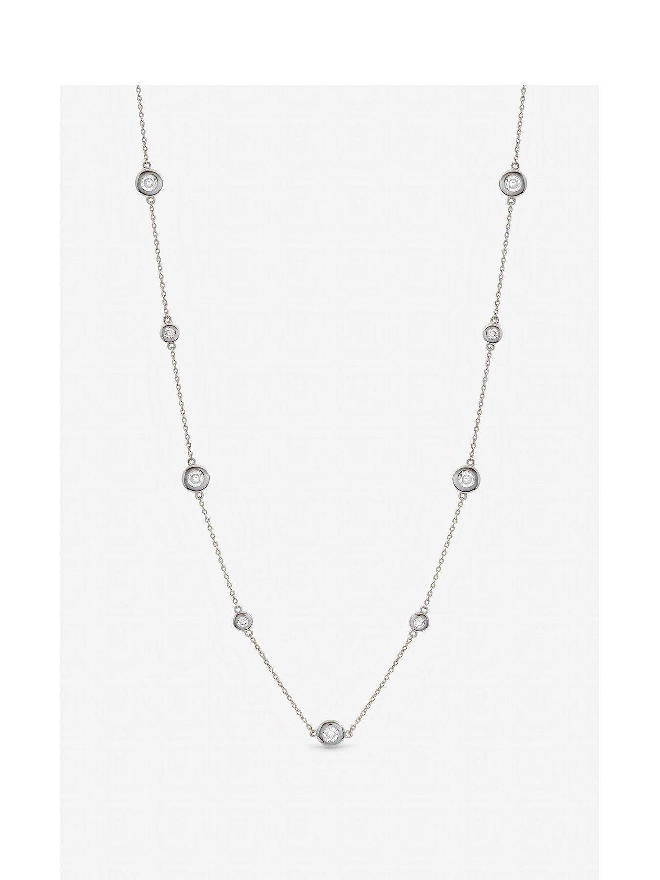 Jon Richard Jon Richard Silver Plated Cubic Zirconia Bezel Necklace