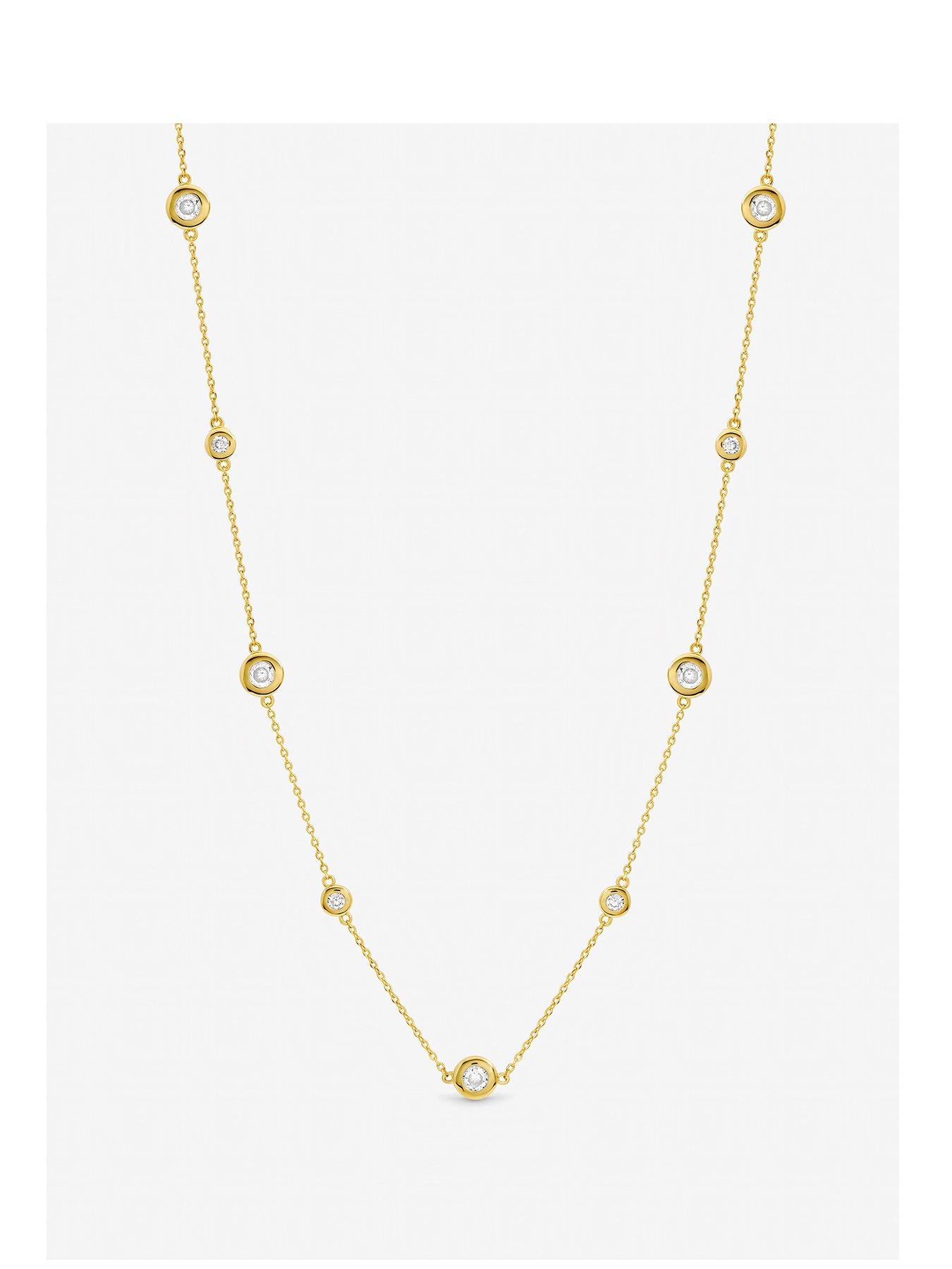 Jon Richard Gold Plated Cubic Zirconia Bezel Neckwear