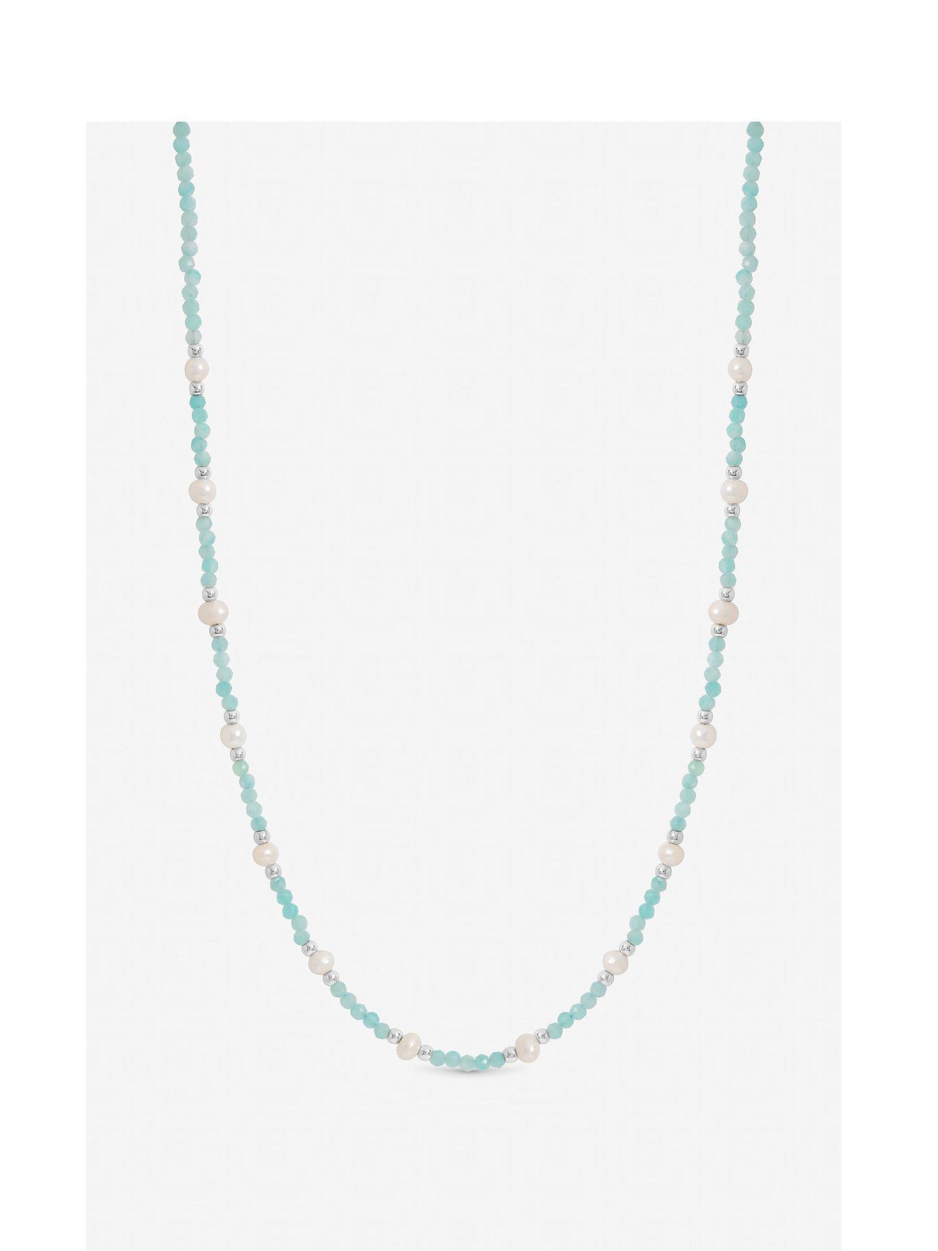 Inicio Turquoise And Pearl Necklace - Gift Pouch