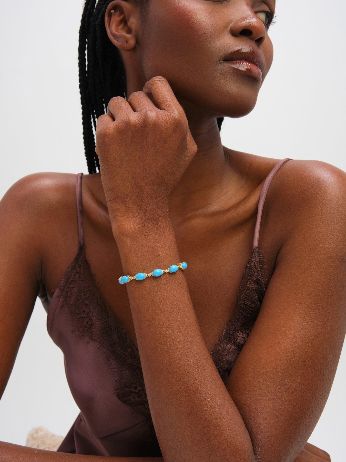 Image 3 of 3 of Jon Richard Gold Plated and Turquoise Stone Bracelet