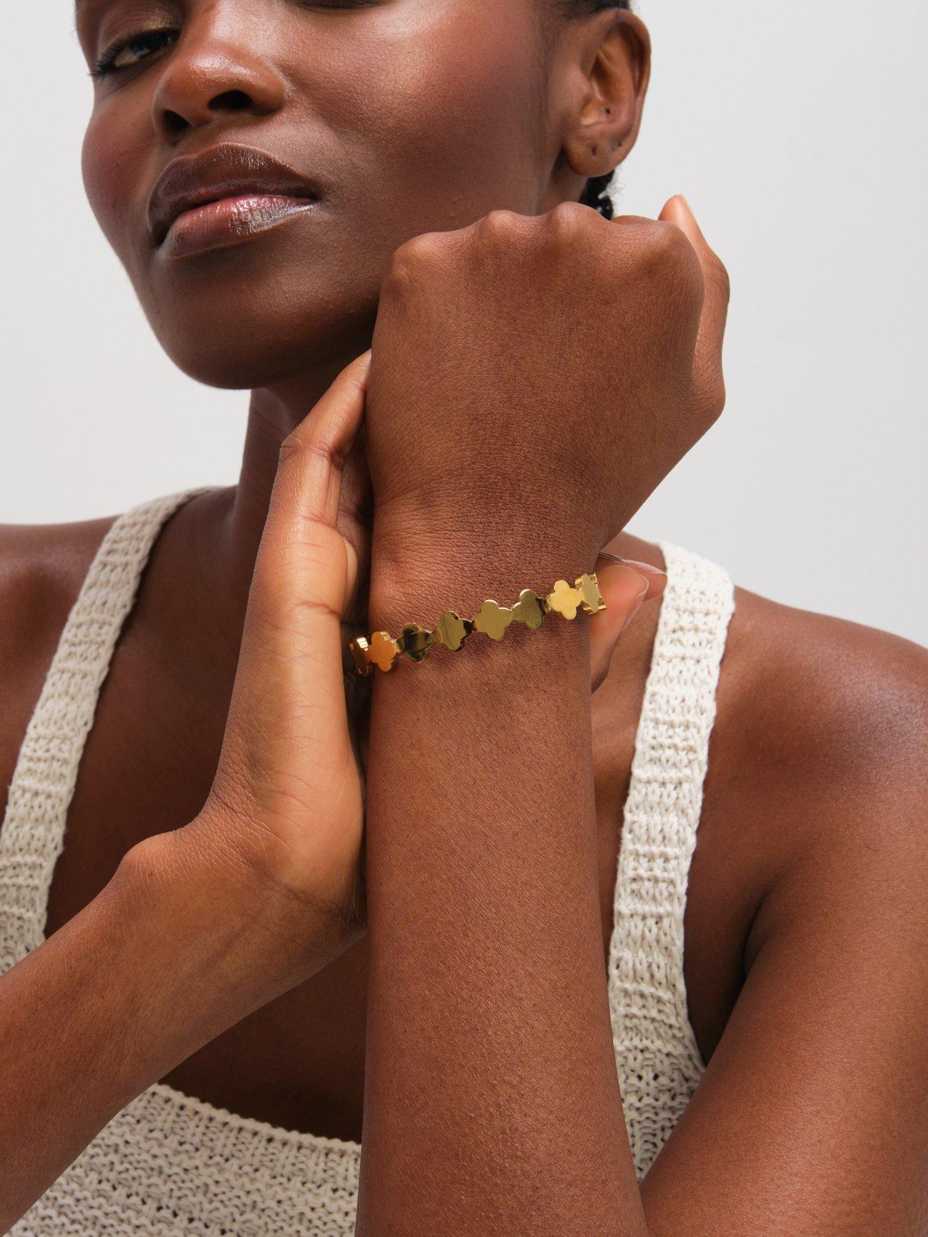 Image 3 of 3 of Jon Richard Gold Plated Waterproof Polished Clover Bangle