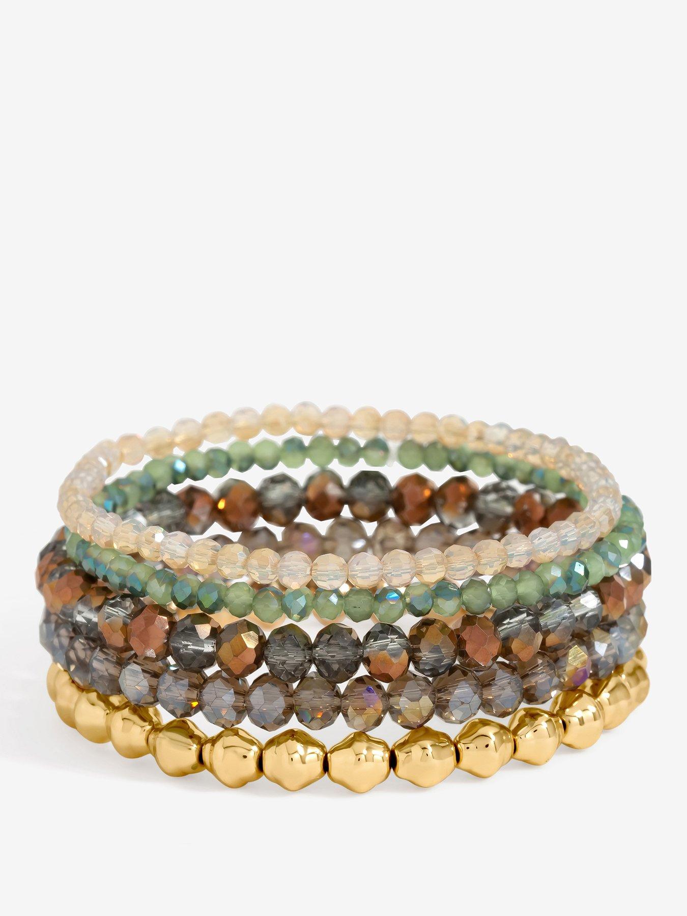 Mood Gold Plated and Polished Multi-Colour Beaded Bracelets - Pack of 5