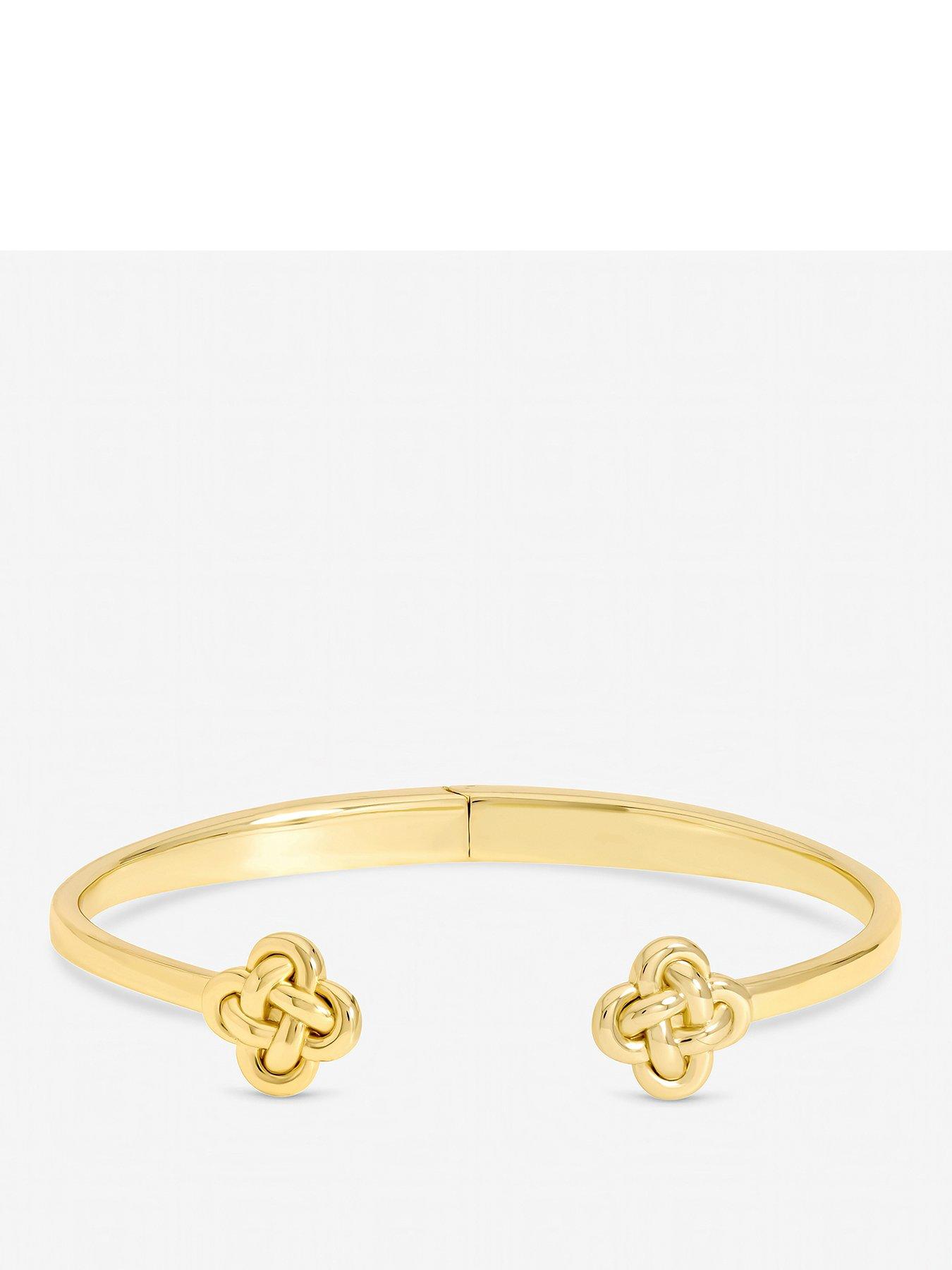 Inicio Inicio Gold Plated Knotted Clover Bangle - Gift Pouch