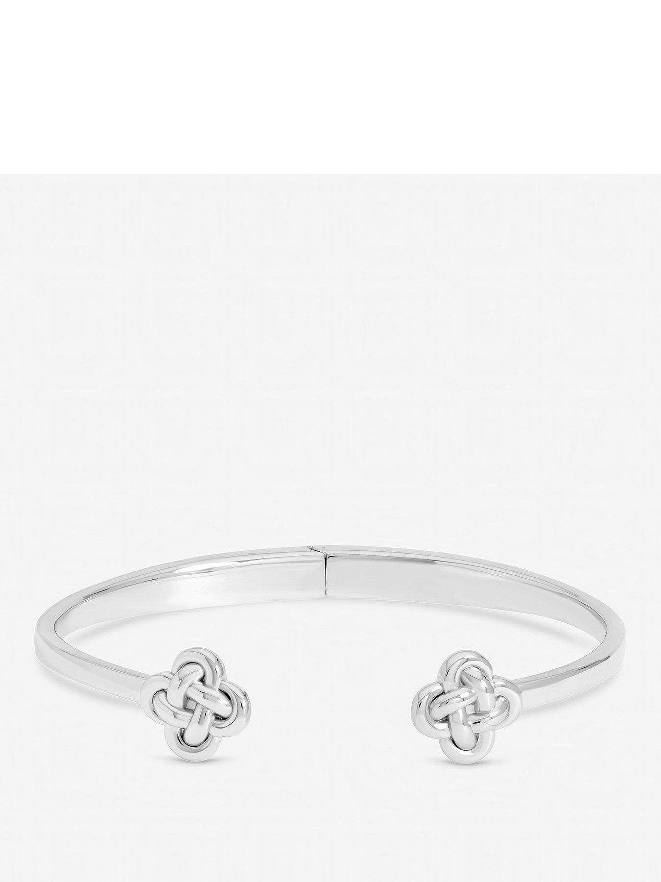 Inicio Inicio Silver Plated Knotted Clover Bangle - Gift Pouch