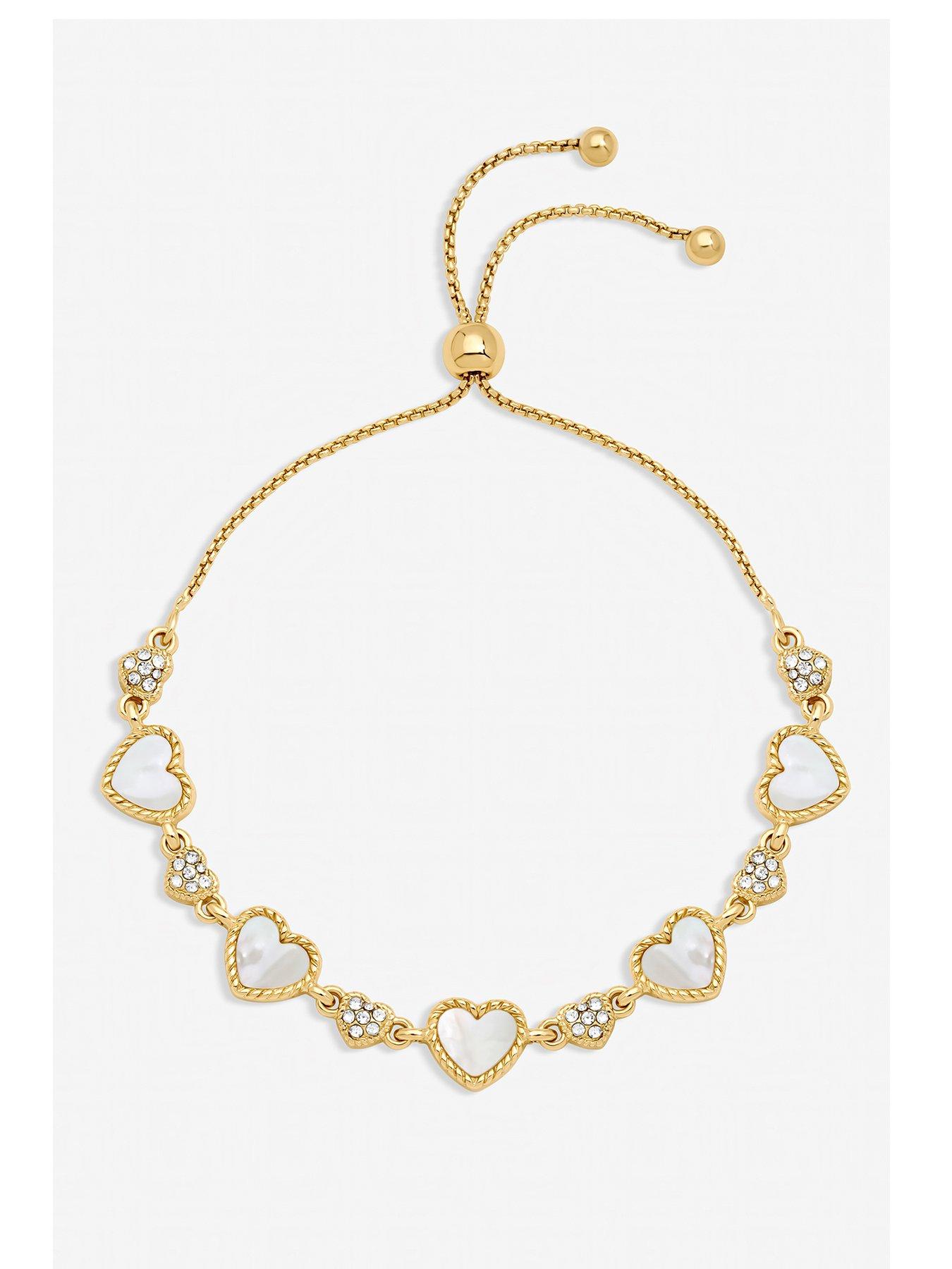 Image 1 of 3 of Jon Richard Gold Plated Pave and Mother of Pearl Heart Toggle Bracelet