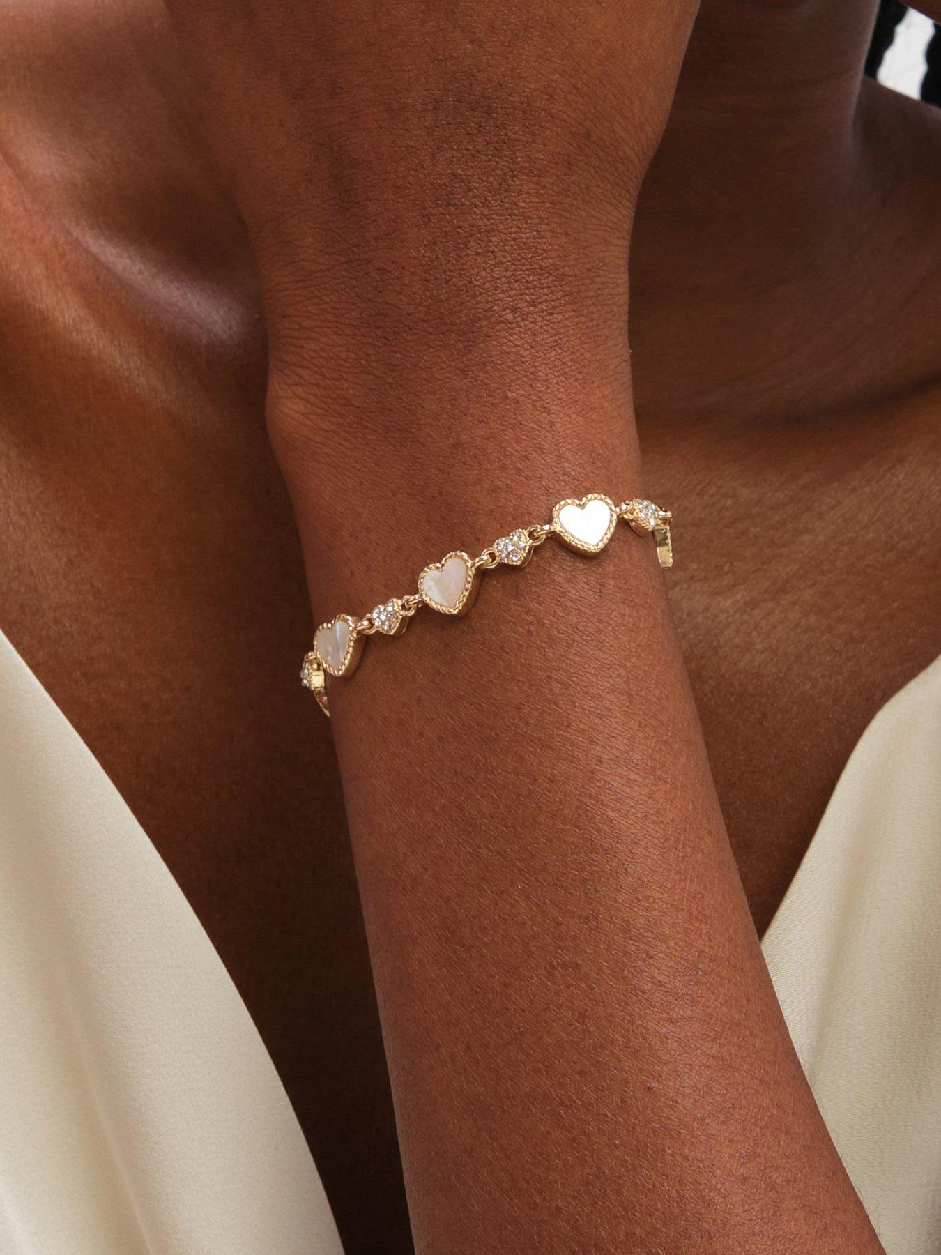 Image 3 of 3 of Jon Richard Gold Plated Pave and Mother of Pearl Heart Toggle Bracelet