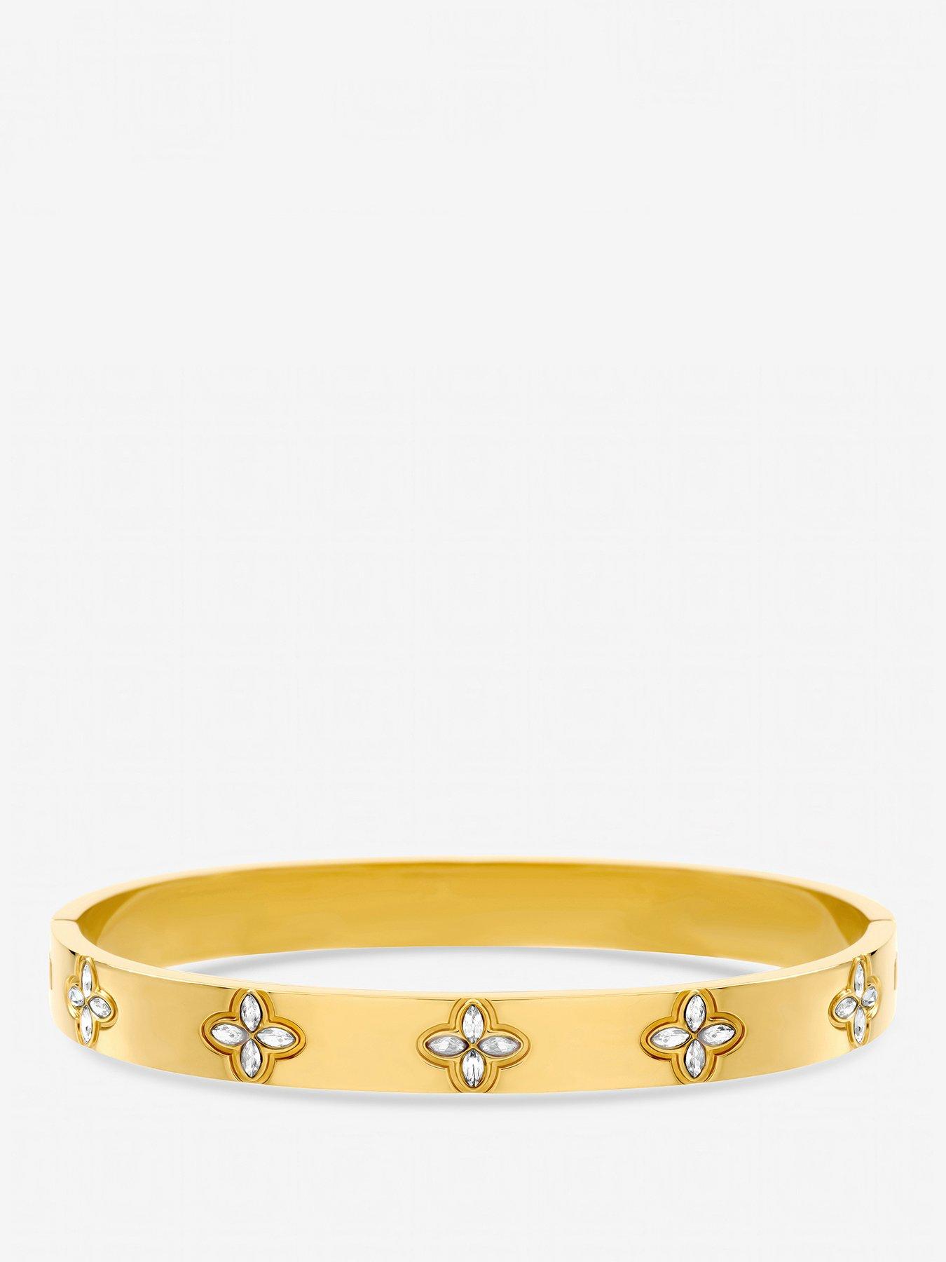 Jon Richard Gold Plated Waterproof Crystal Clover Bangle