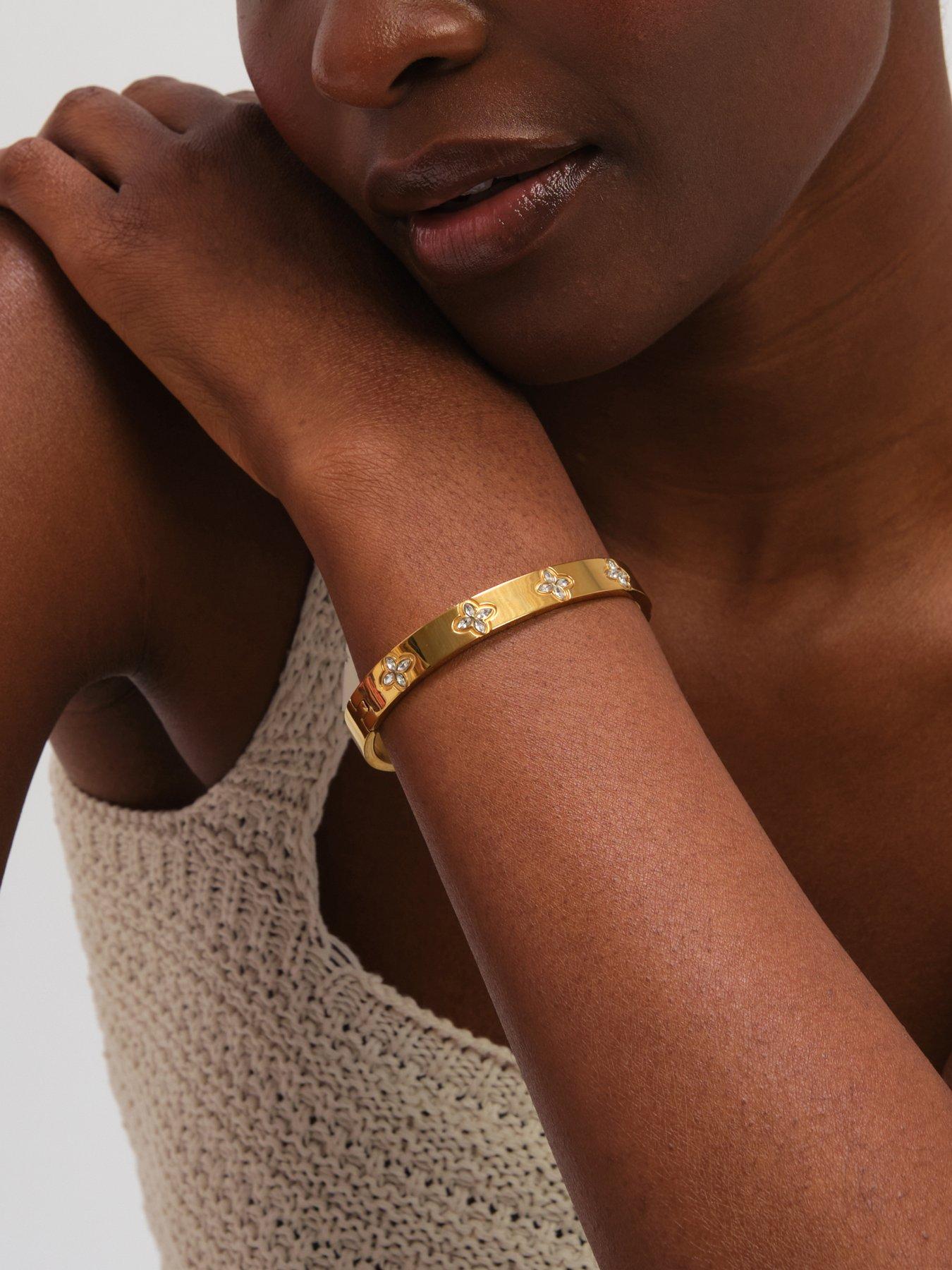 Image 3 of 3 of Jon Richard Gold Plated Waterproof Crystal Clover Bangle