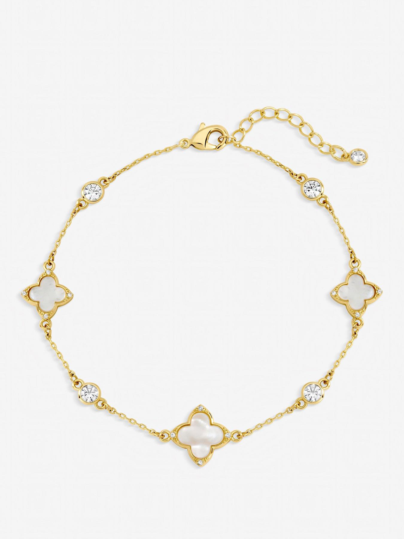 Jon Richard Jon Richard Gold Plated Mother of Pearl and Crystal Clover Bracelet