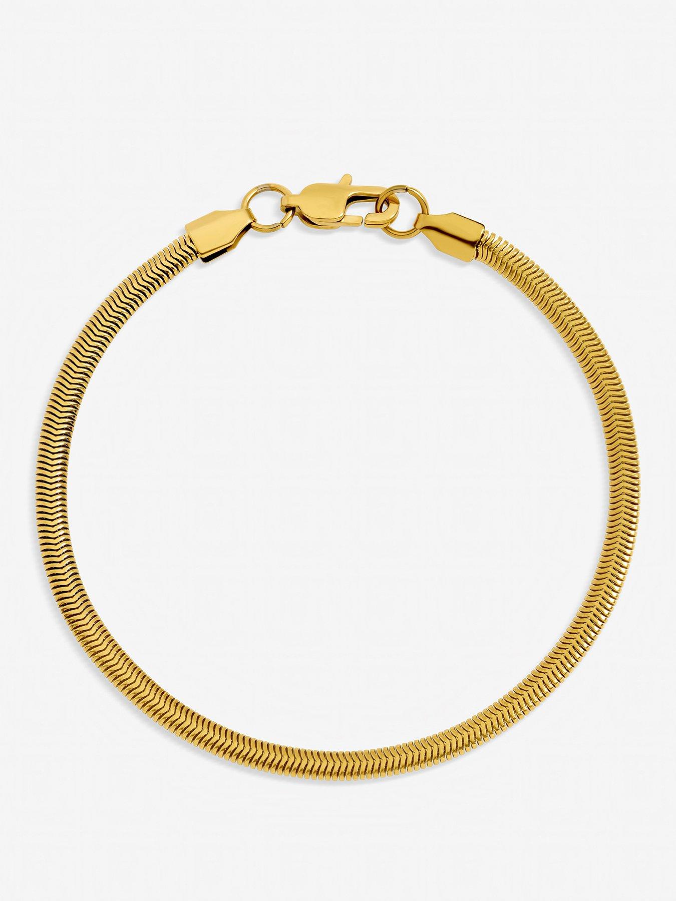 Inicio Men's Gold Plated Waterproof Snake Chain Bracelet - Gift Pouch