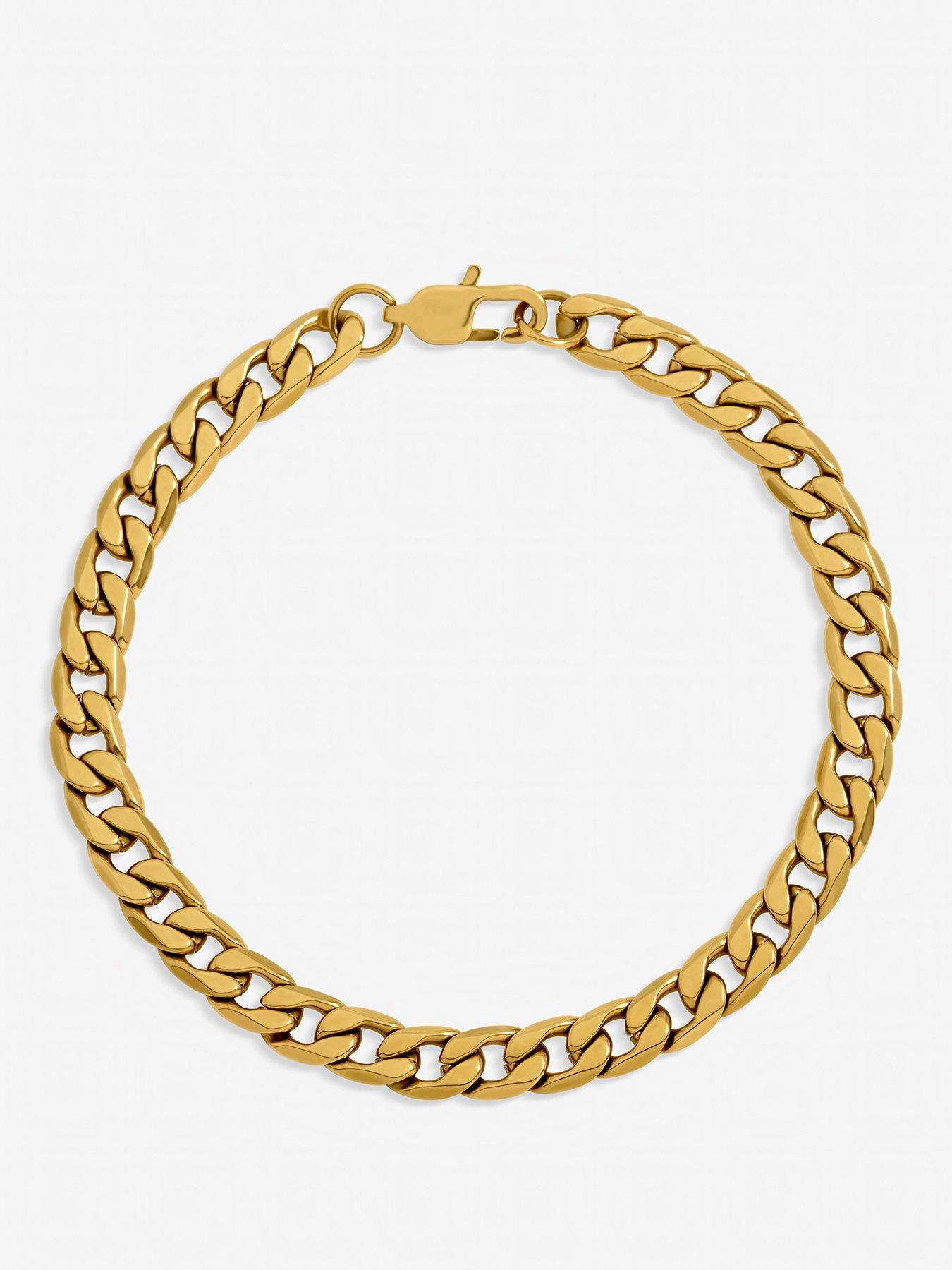 Inicio Men's Waterproof Gold Plated Curb Chain Bracelet - Gift Pouch