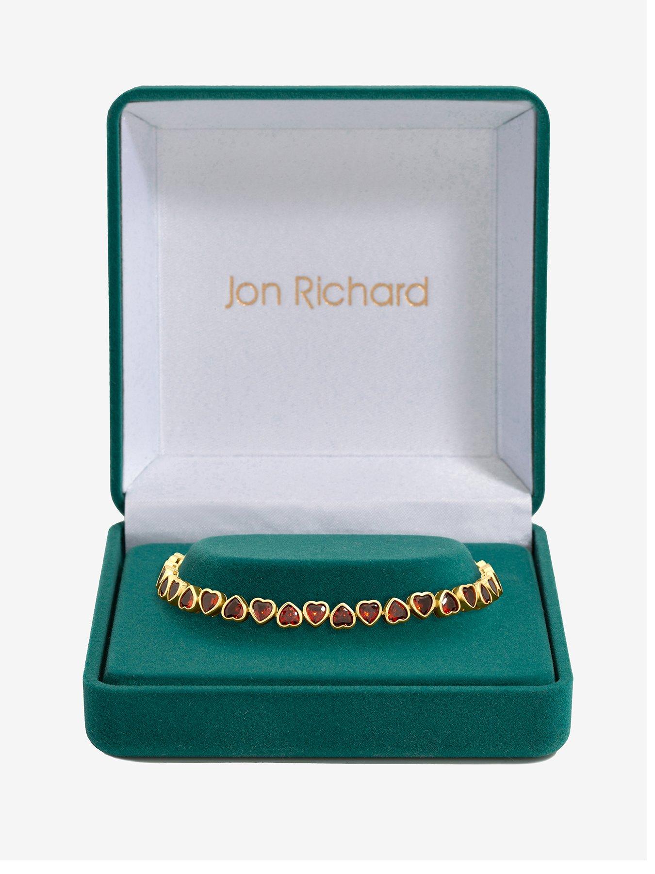 Jon Richard Gold Plated Cubic Zirconia Red Heart Drop Bracelet