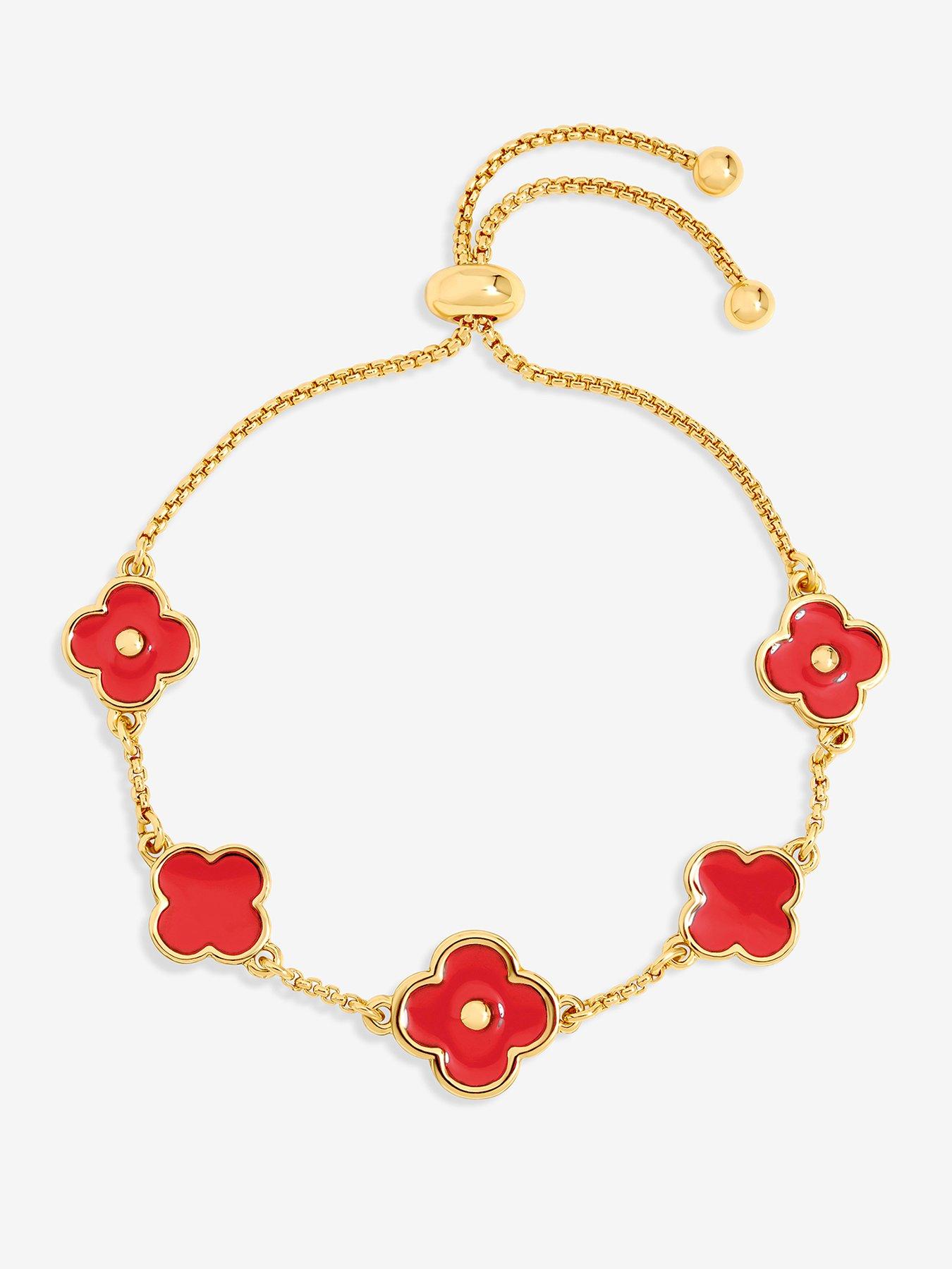 Mood Gold Plated and Coral Clover Bracelet