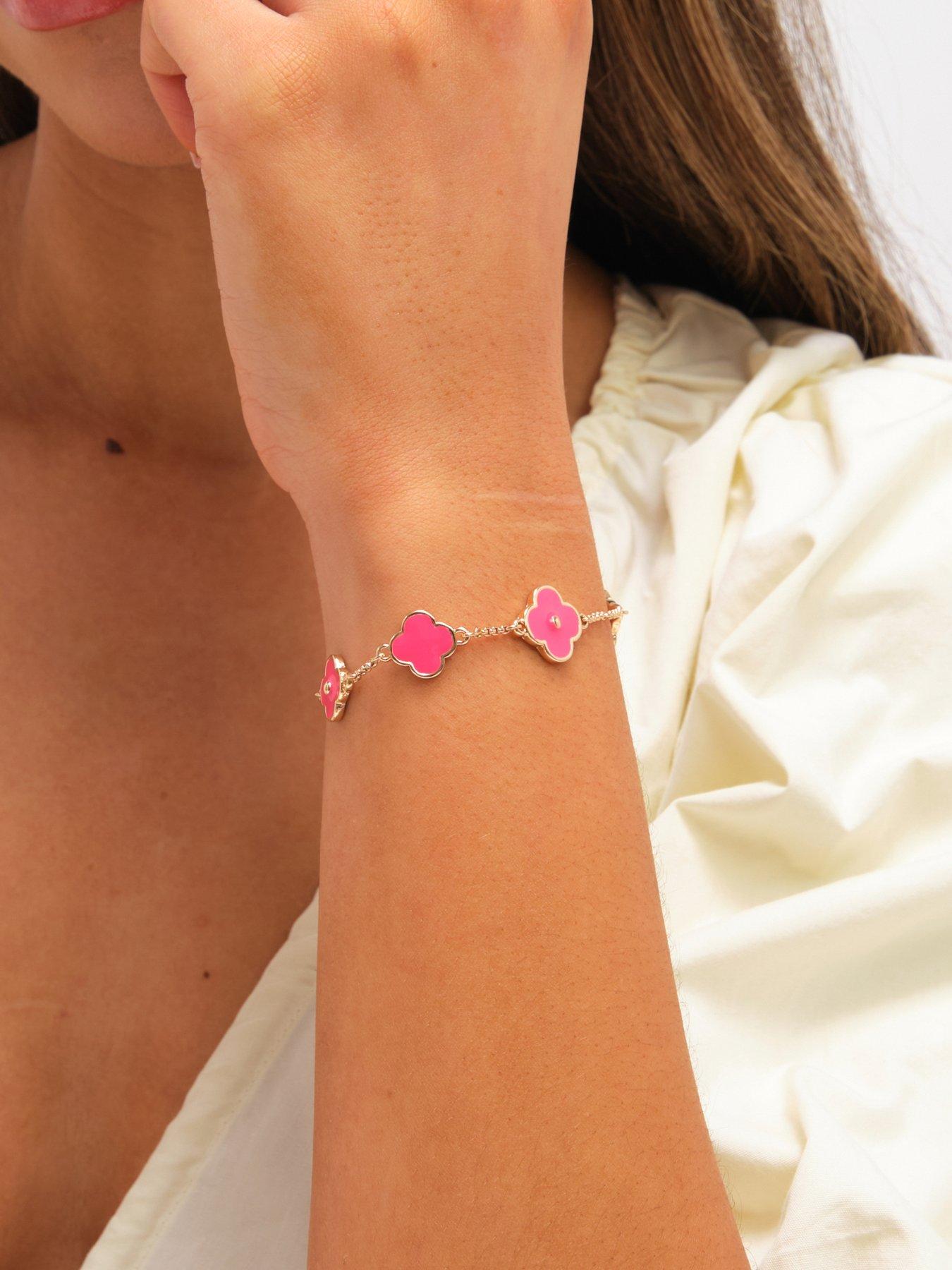 Image 2 of 3 of Mood Gold Plated and Coral Clover Bracelet