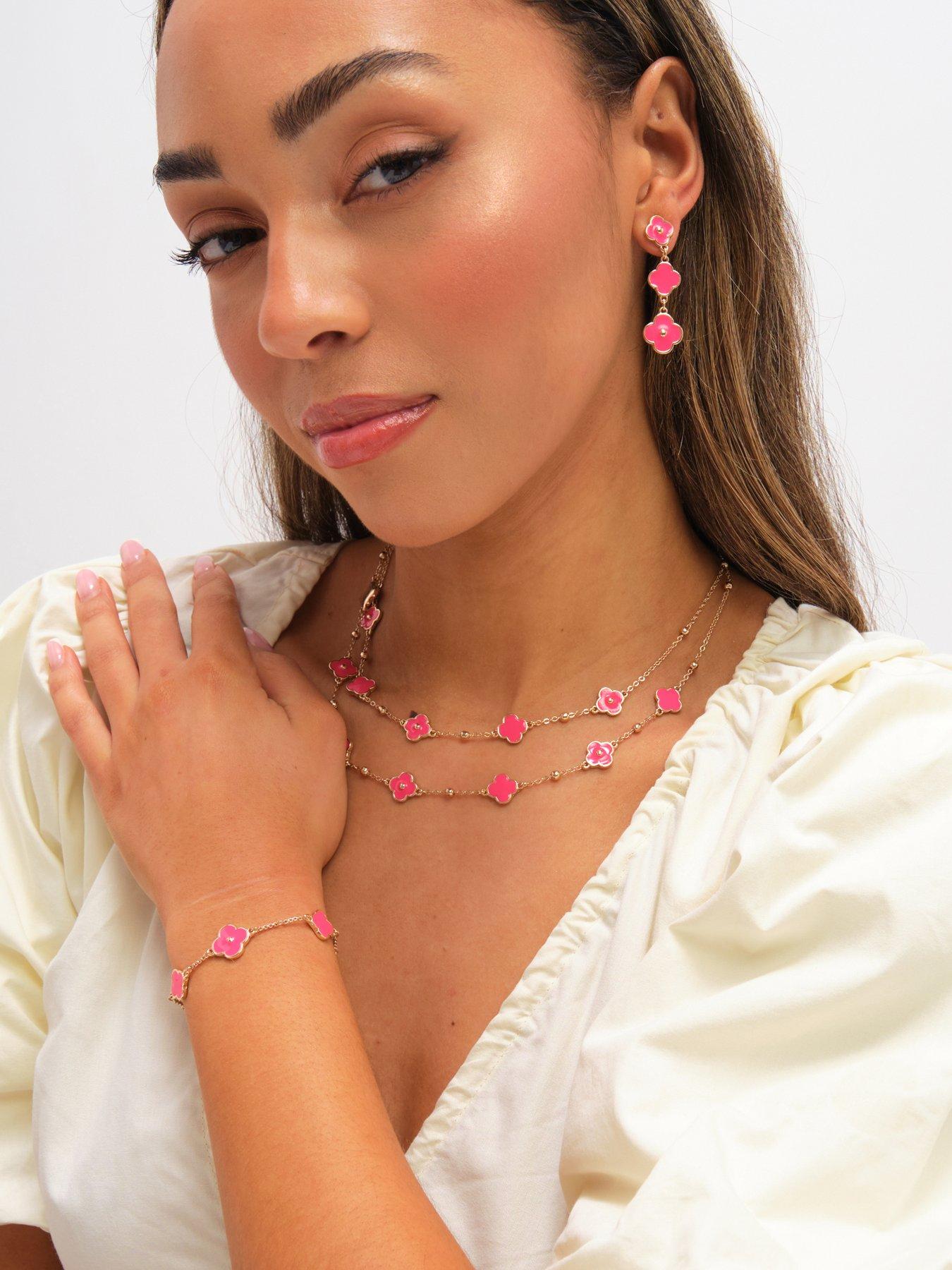 Image 3 of 3 of Mood Gold Plated and Coral Clover Bracelet