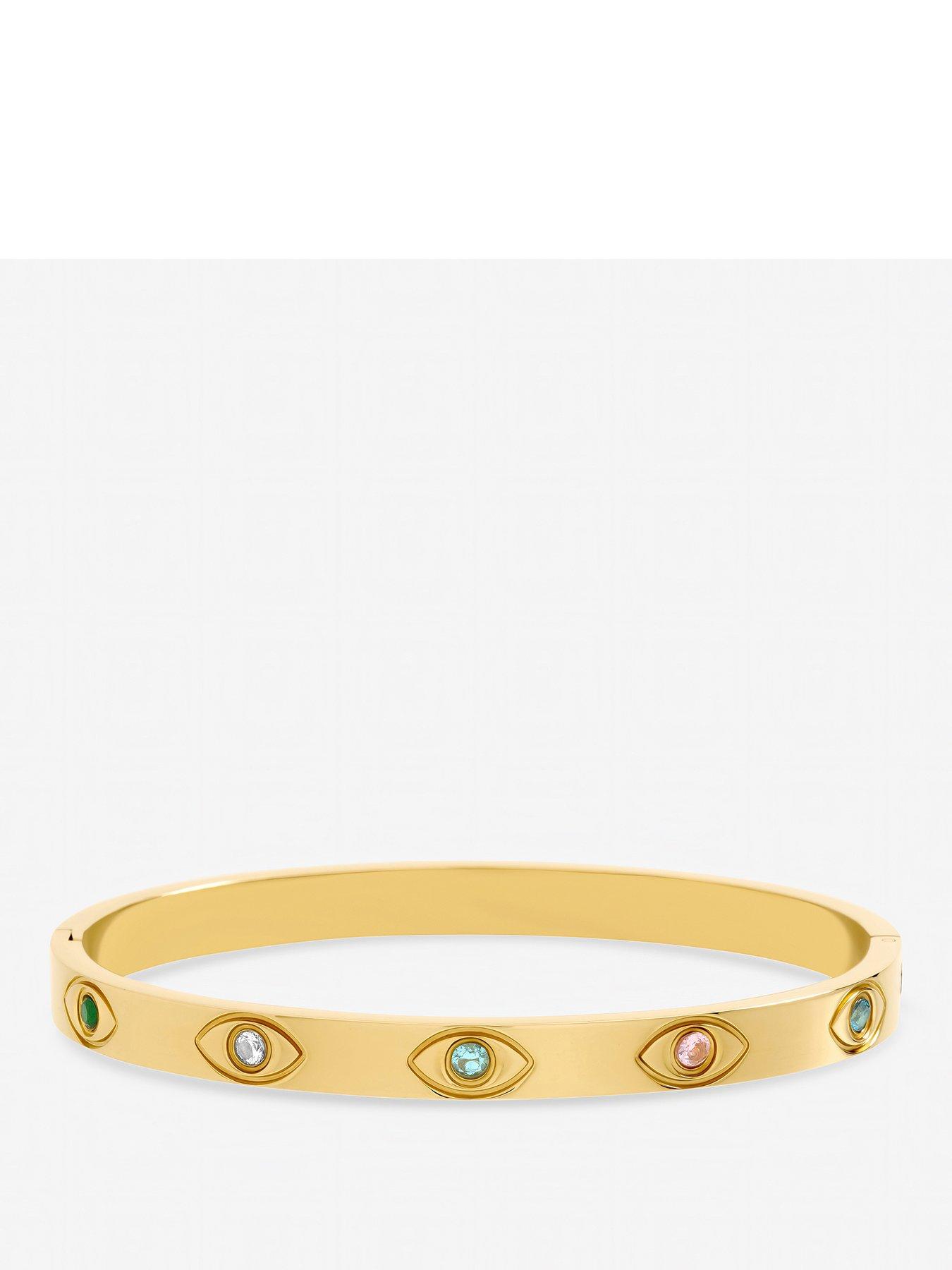 Jon Richard Gold Plated Waterproof Multi Colour Evil Eye Bangle