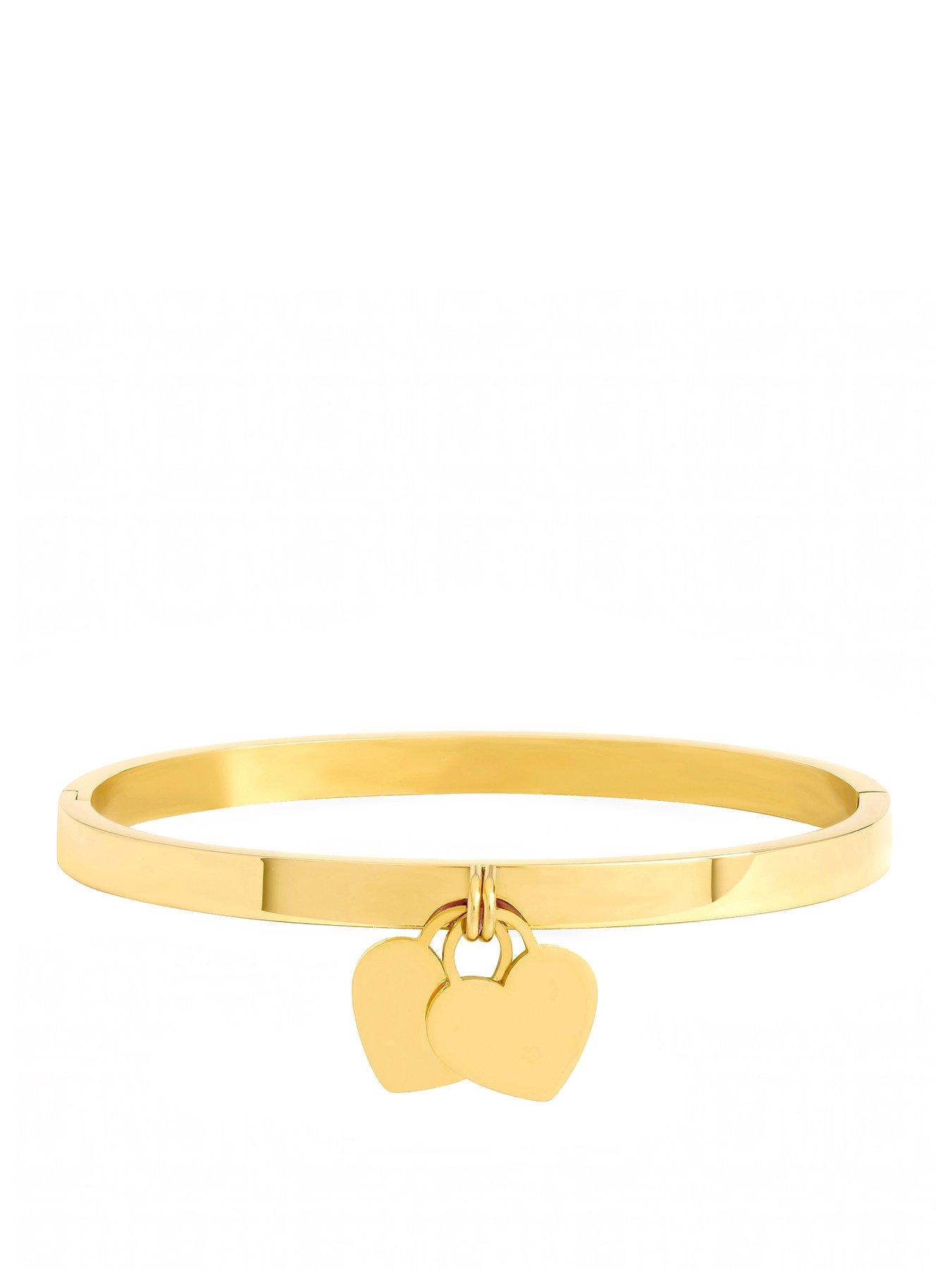 Jon Richard Gold Plated Waterproof Heart Charm Engraveable Bangle