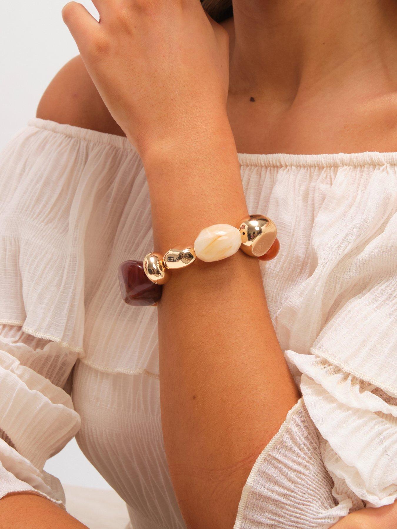 Image 2 of 3 of Mood Gold Polished and Resin Stretch Bracelet