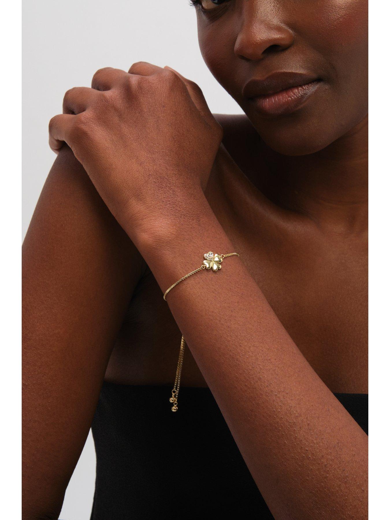 Image 3 of 4 of Inicio Gold Plated and Crystal Toggle Bracelet - Gift Pouch