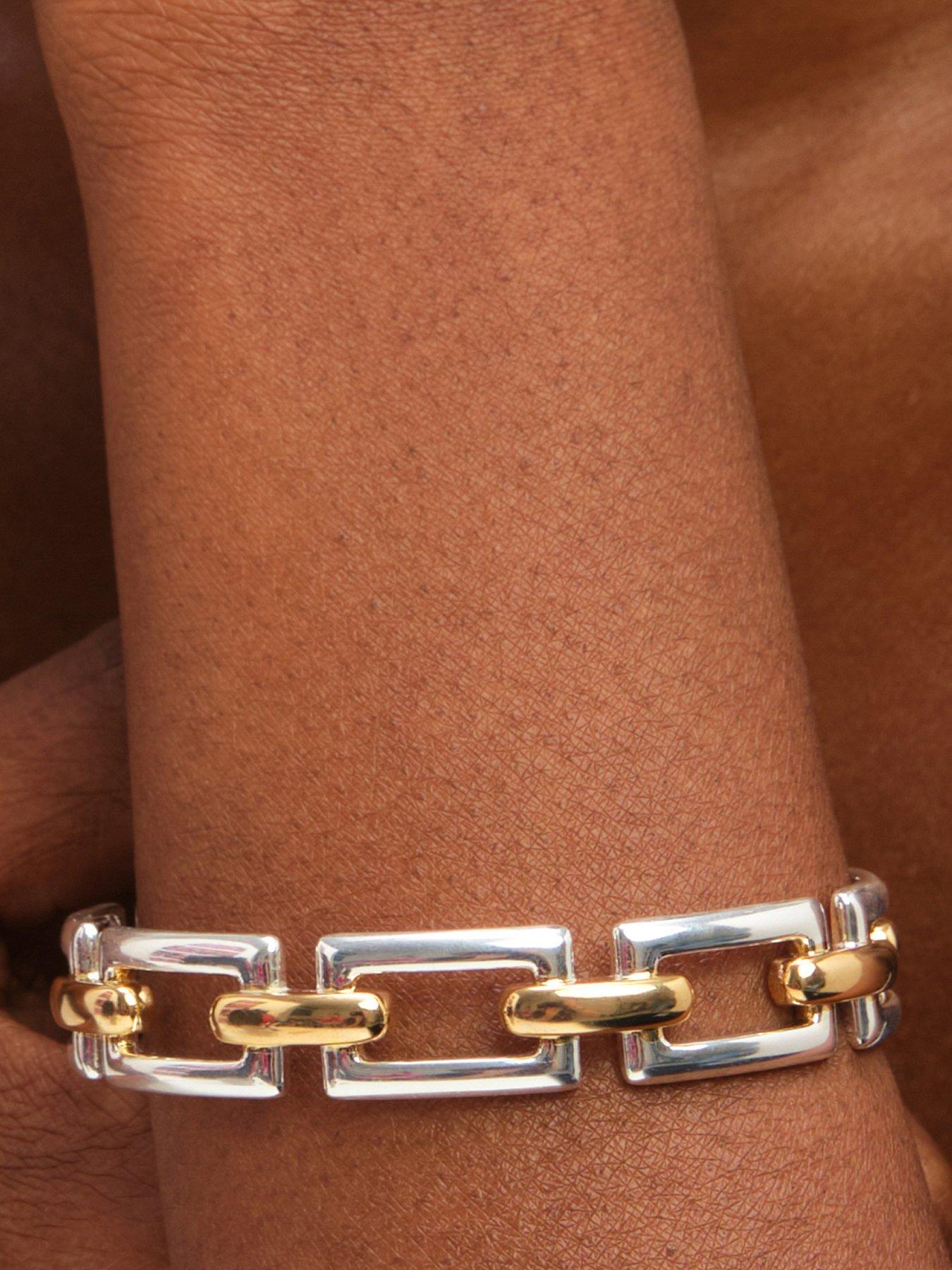 Inicio Two Tone Polished Cuff Bracelet - Gift Pouch